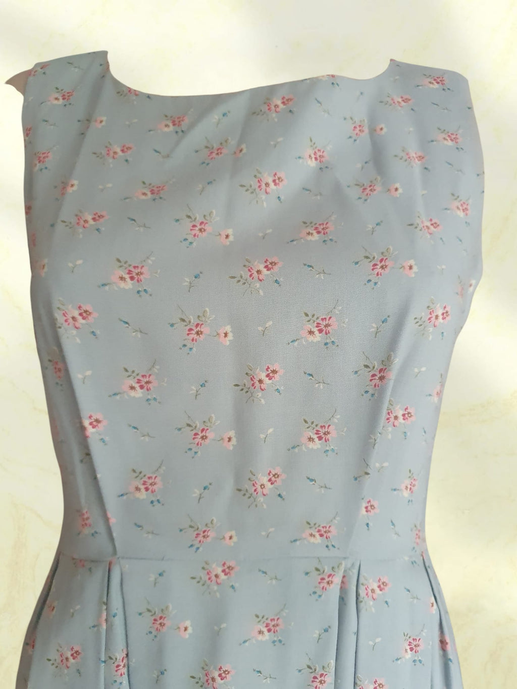Robe d'été Tara Jarmon - Motif Floral Vintage - Bleu Pastel & Rose T36
