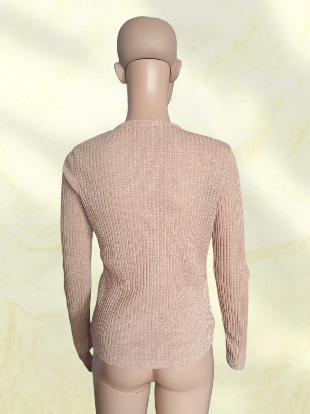 Top Effet Cache-Cœur Lurex Rose Poudré / Beige Irisé - Promod (Taille S / 36)