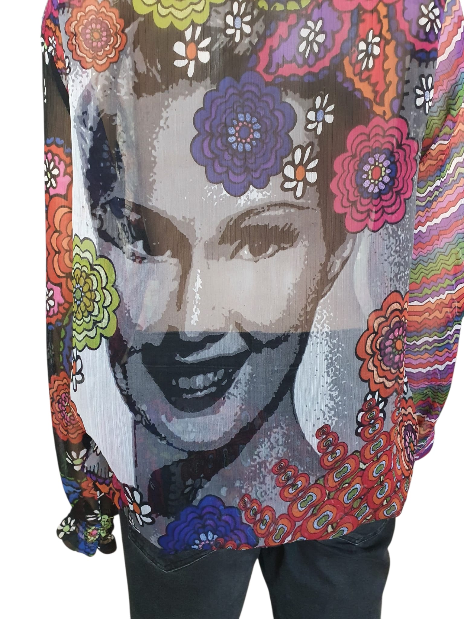 Tunique Voile Transparent Desigual – Imprimé Floral & Portrait Arty T42