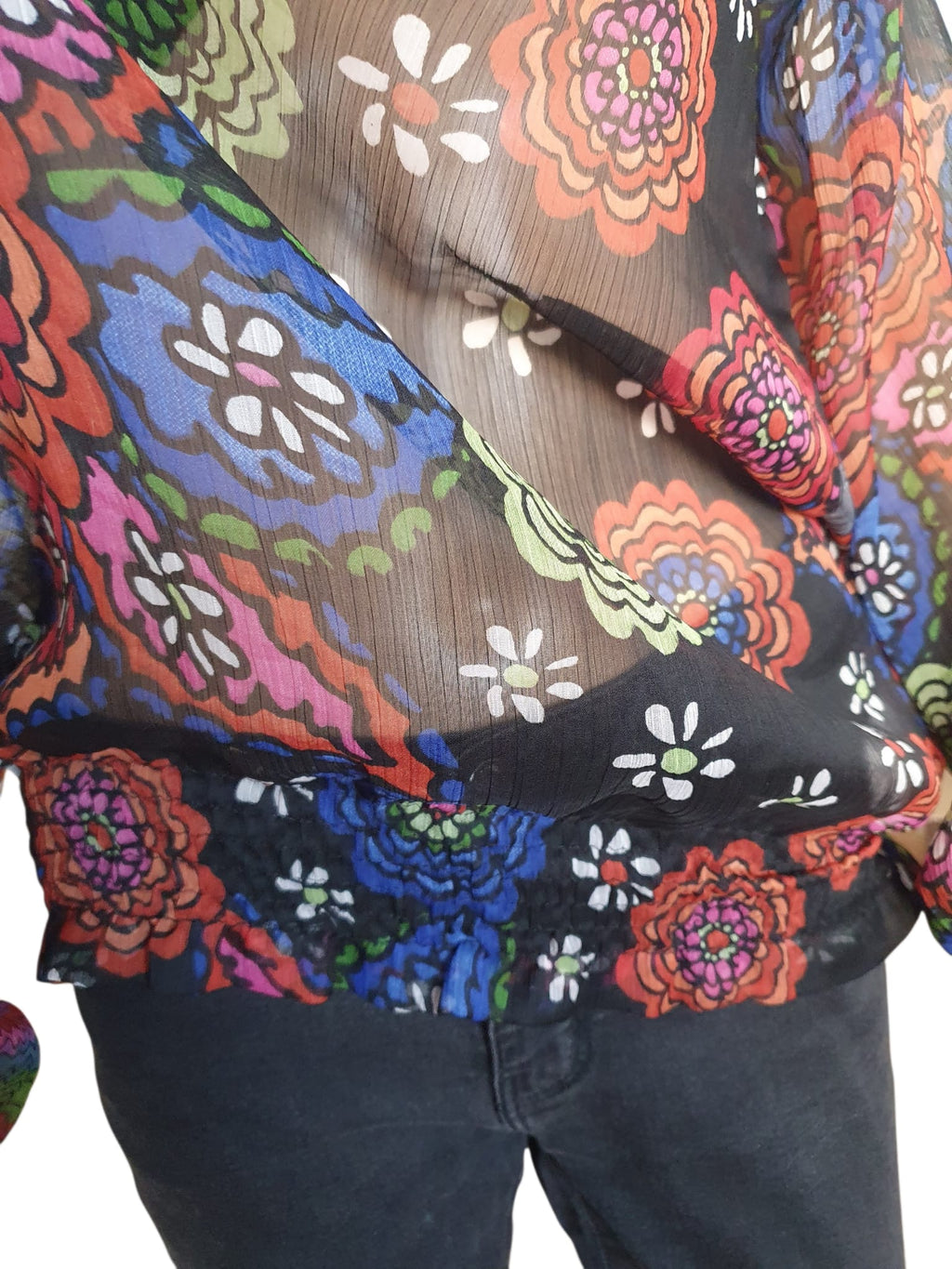 Tunique Voile Transparent Desigual – Imprimé Floral & Portrait Arty T42