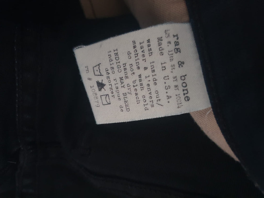 Jean Skinny Biker Rag & Bone - Modèle "Midnight" à Zips Métalliques  T34