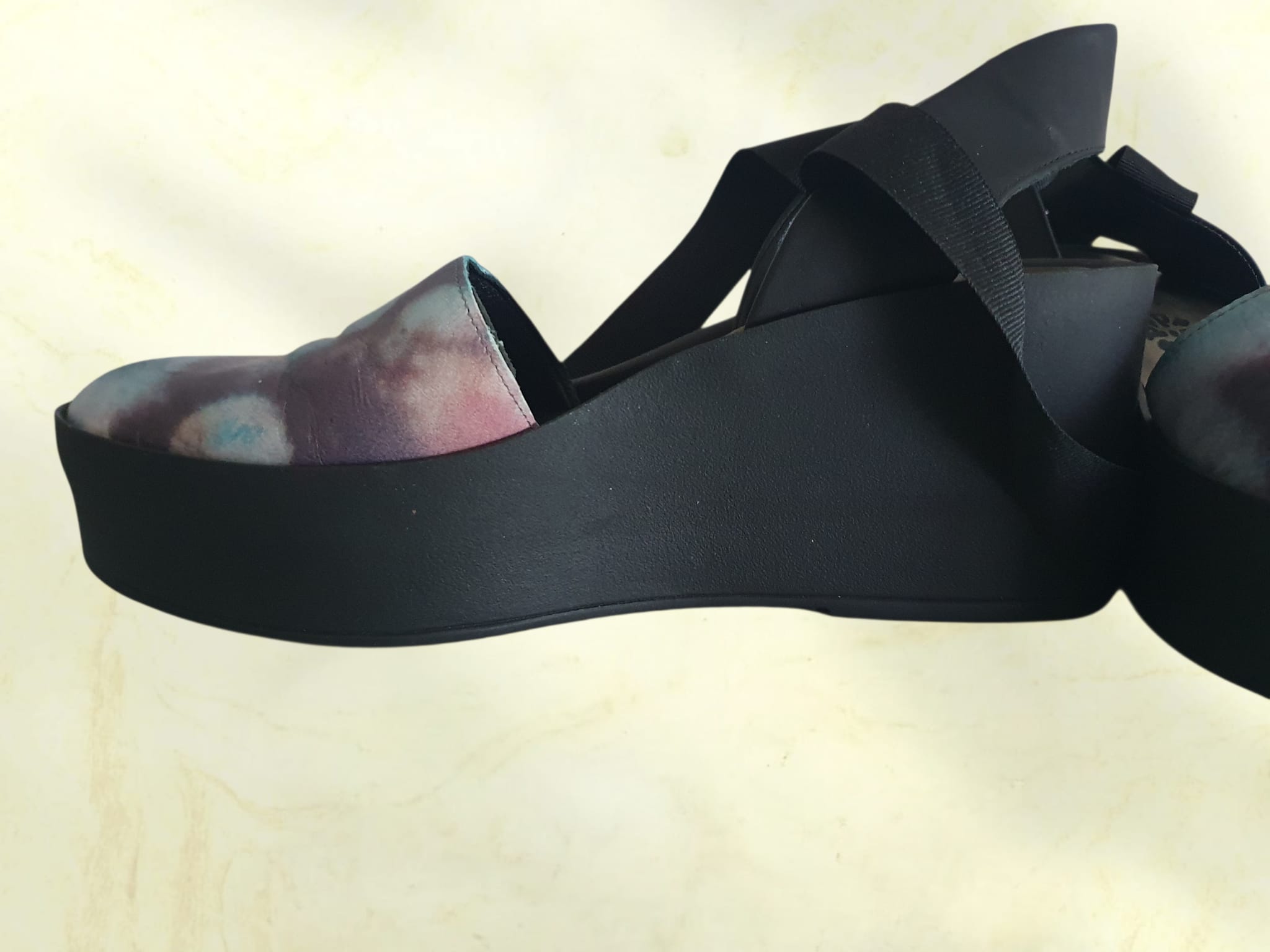 🎨 Sandales Plateformes "Arty" Papucei – Cuir Marbré & Rubans à Nouer P40