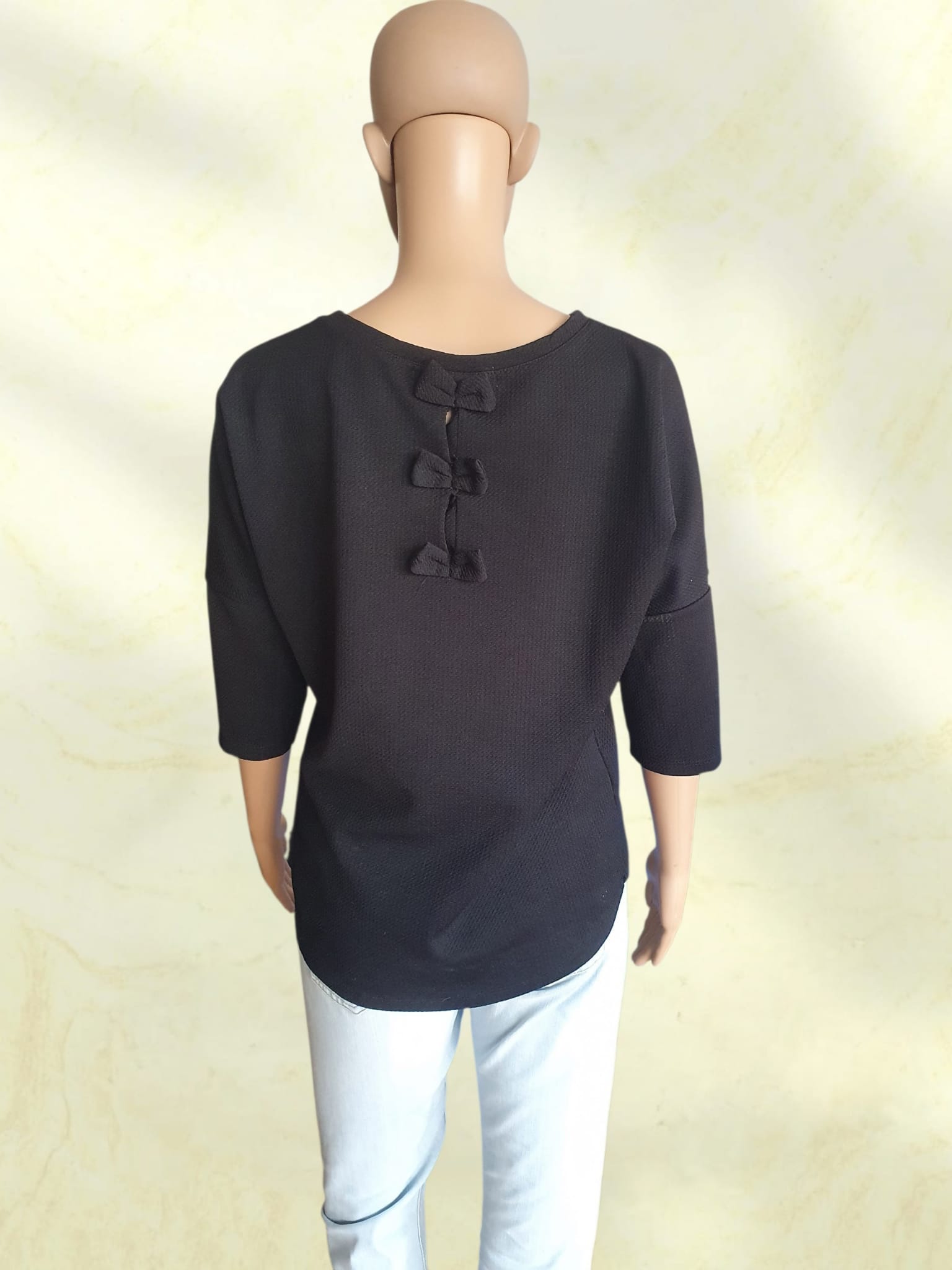 Haut Noir Femme à Nœuds au Dos - Marque Cache Cache T38