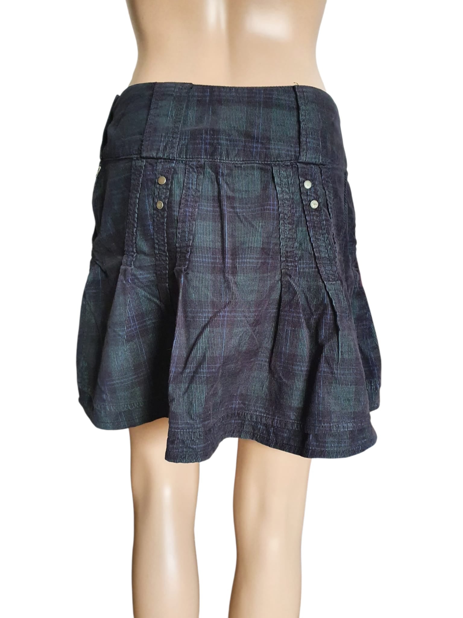 Jupe Courte en Velours Côtelé Écossais- Style Preppy & Vintage- Camaïeu- T36