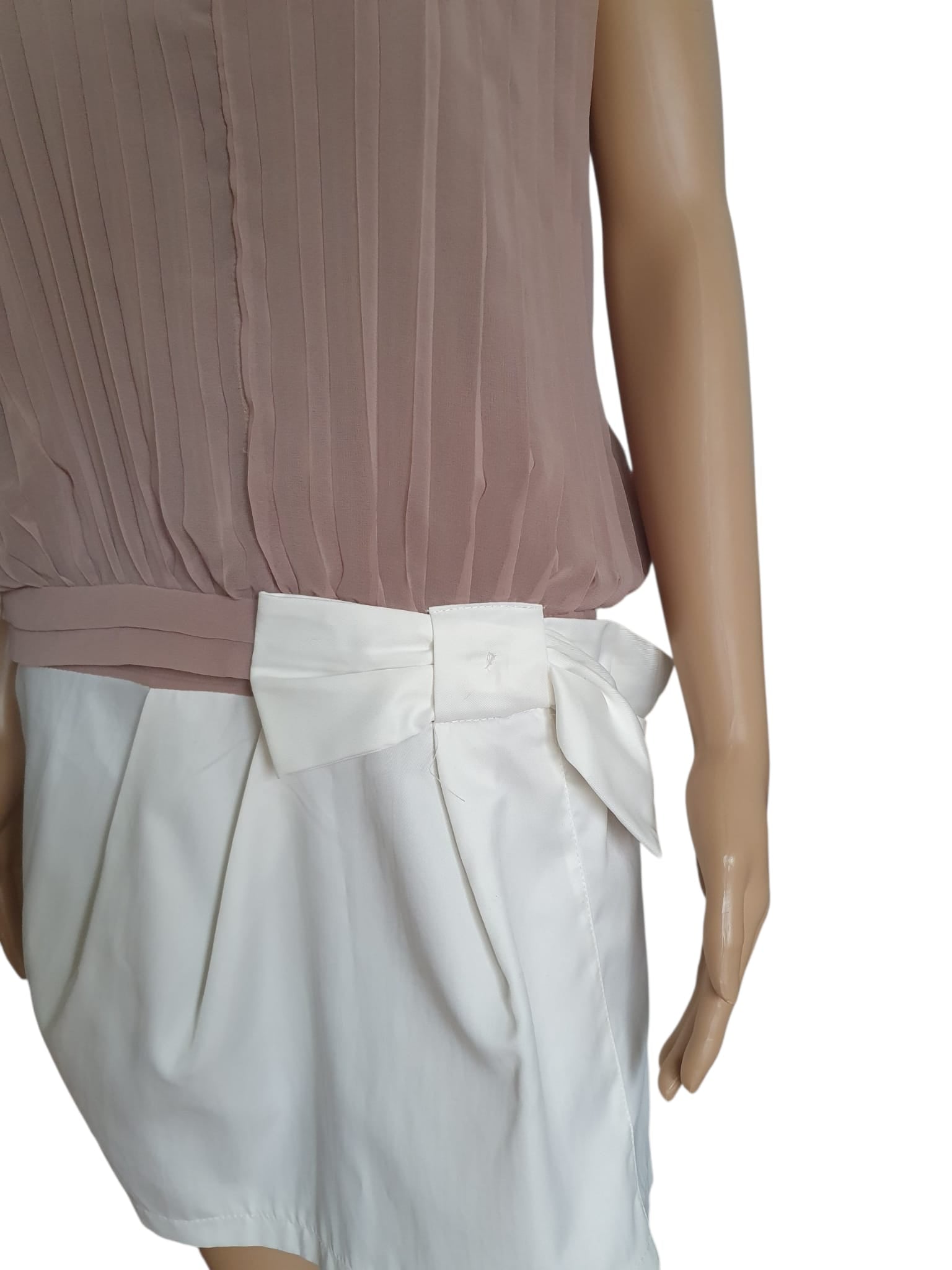 Robe Courte Bicolore Esther – Élégance Plissée Taille 38