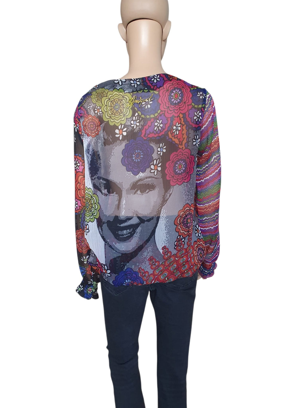 Tunique Voile Transparent Desigual – Imprimé Floral & Portrait Arty T42