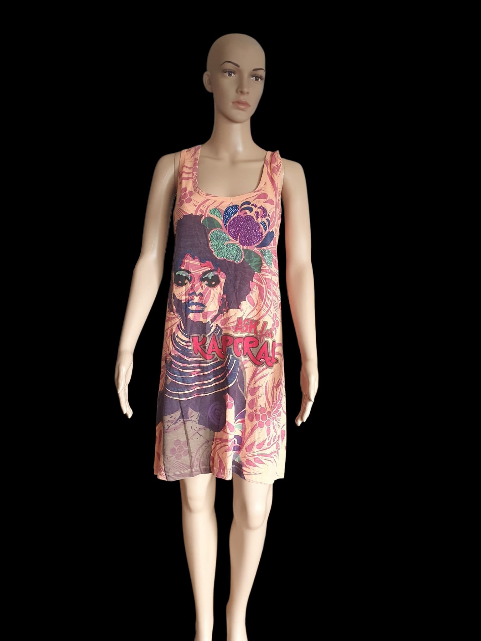🌸 Robe d'Été Kaporal – Graphisme Artistique & Détails Strass T40