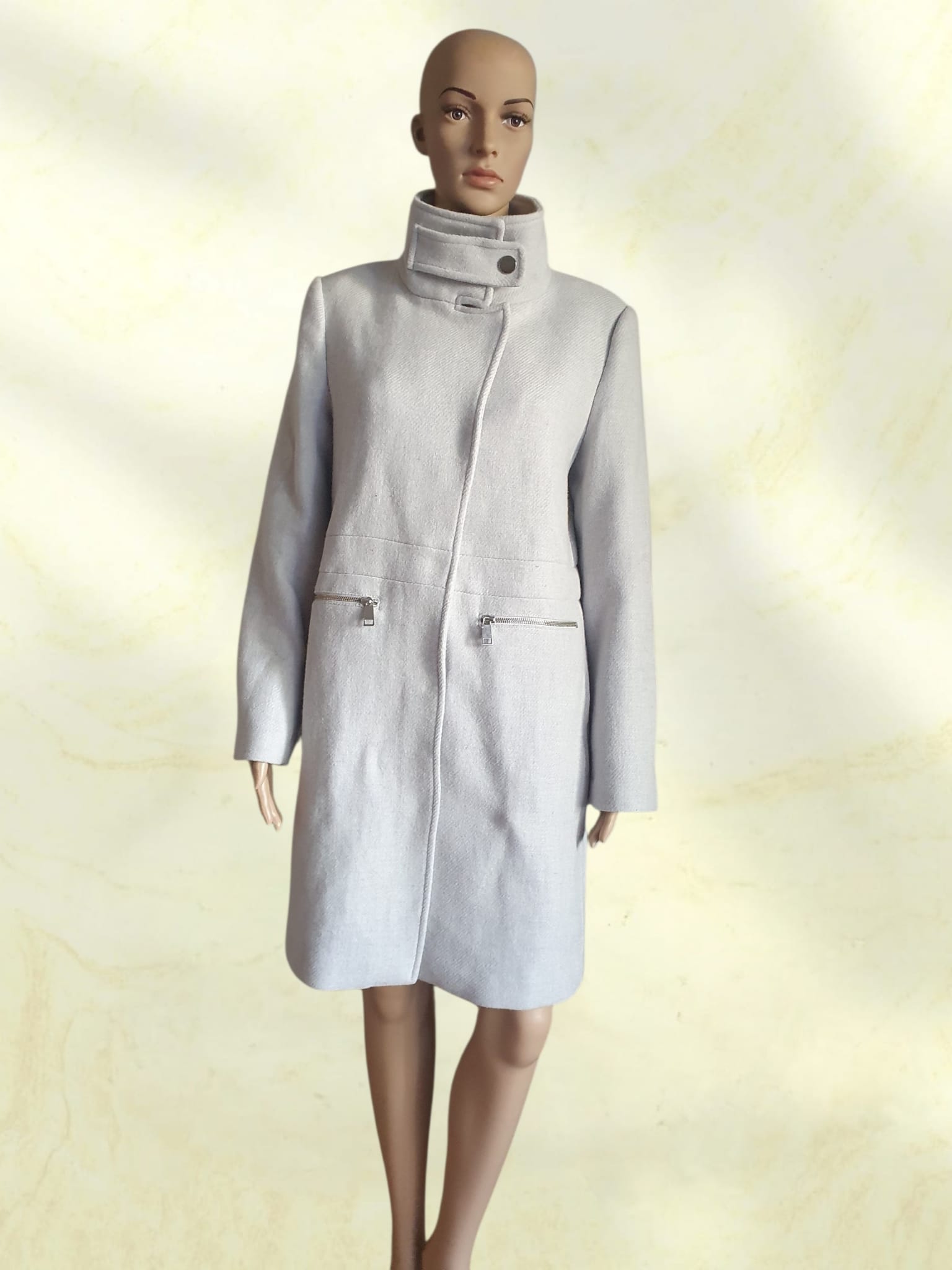 Manteau Long en Laine Gris Clair Mango (MNG Basics) – Taille 42