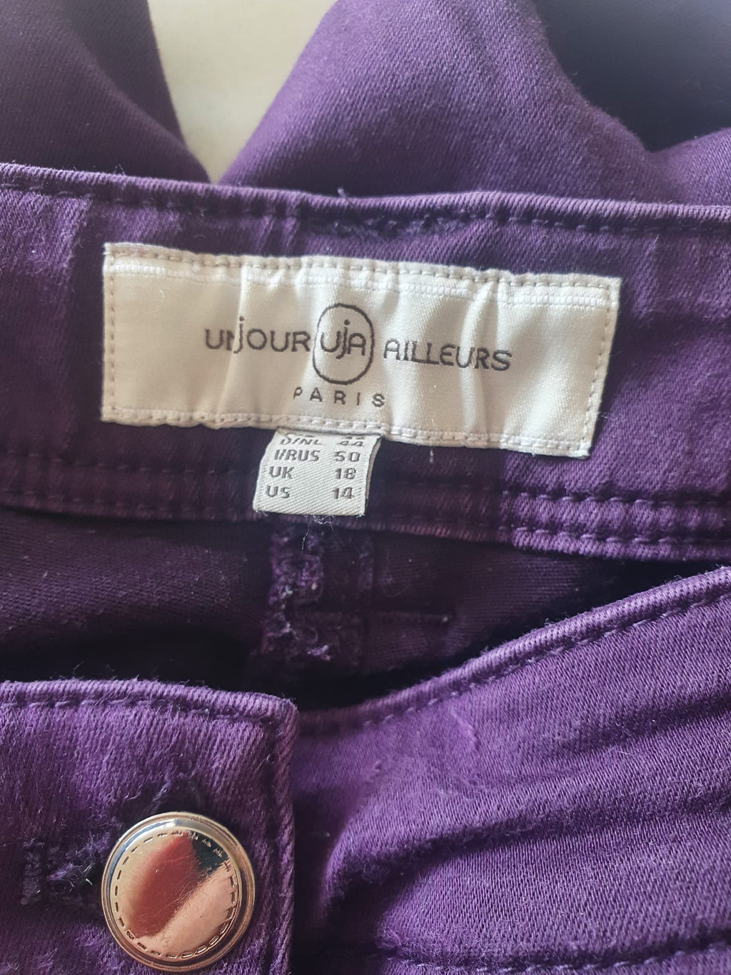 Jean Slim Violet Femme - Un Jour Ailleurs - Modèle Apollon Stretch T46