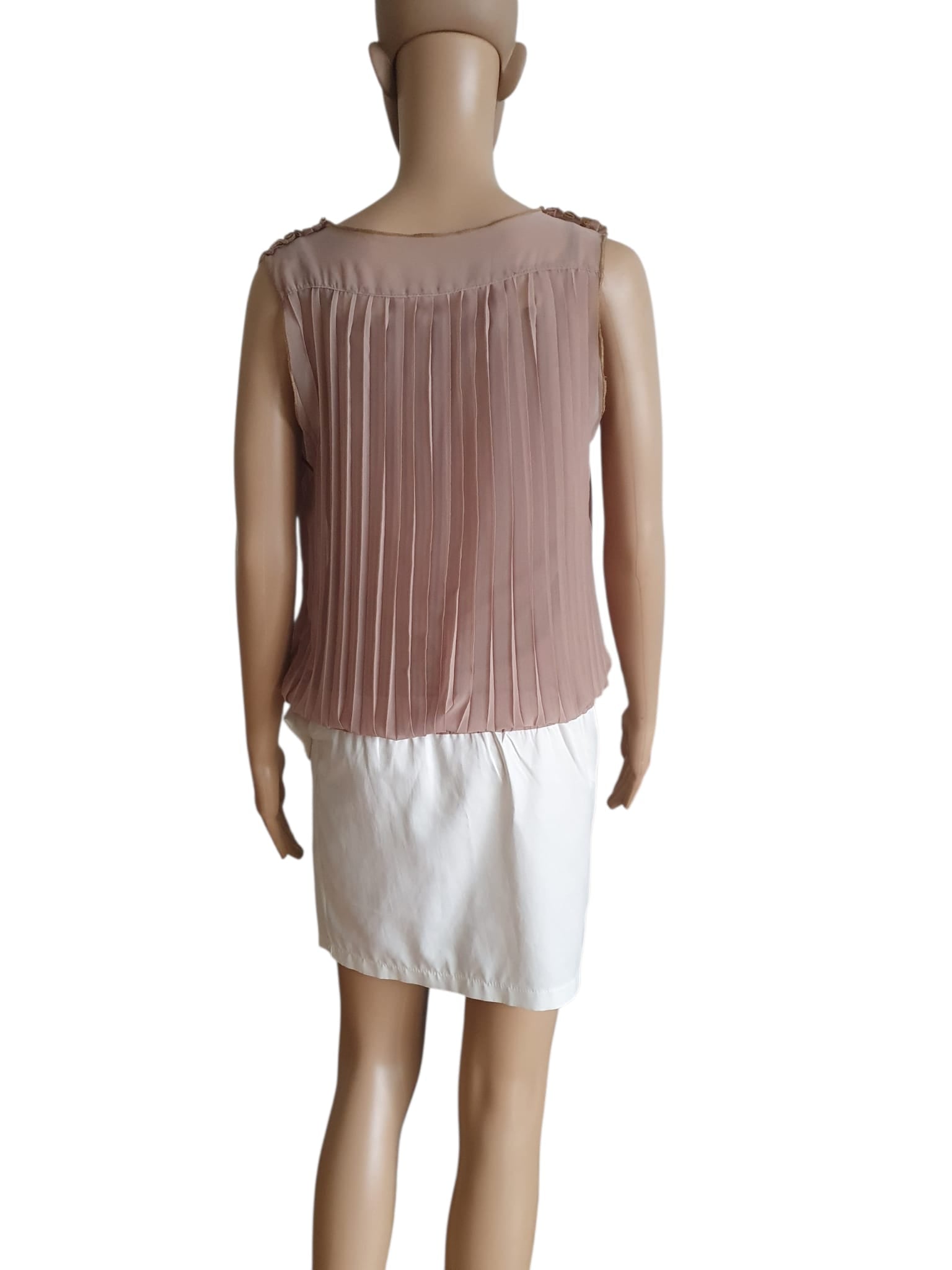 Robe Courte Bicolore Esther – Élégance Plissée Taille 38