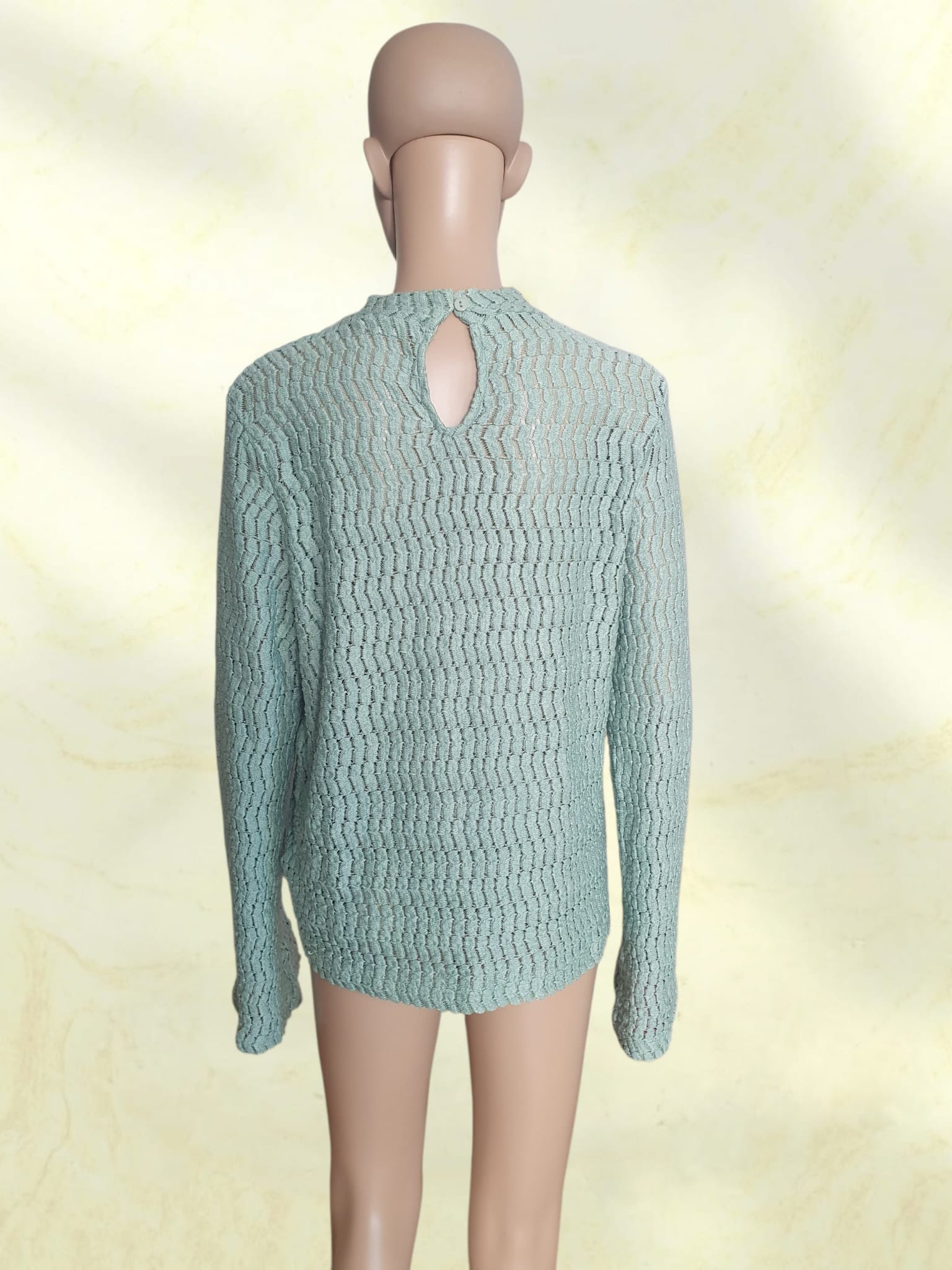 Pull Vert Sauge en Maille Ajourée Cache Cache - T42