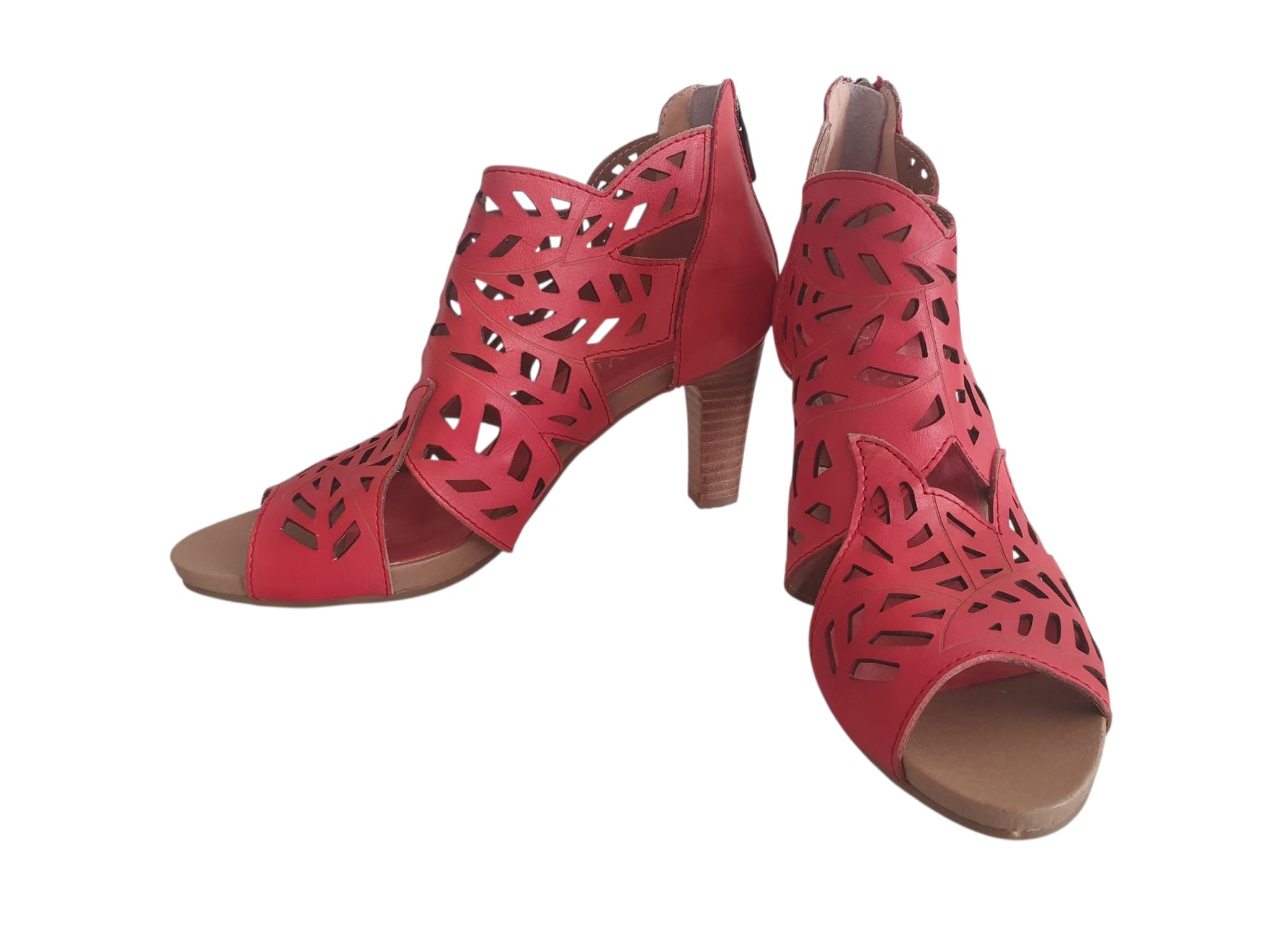 Sandales Laura Vita en Cuir Rouge- Élégance & Confort- Pointure 40