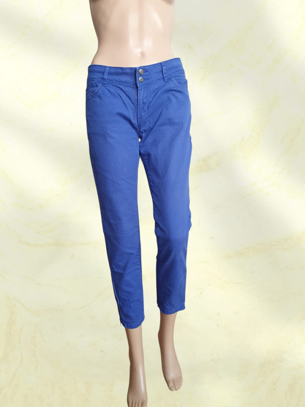 Pantalon City Slim Bleu Roi - Camaïeu | Détails Zippés & Confort Stretch T38