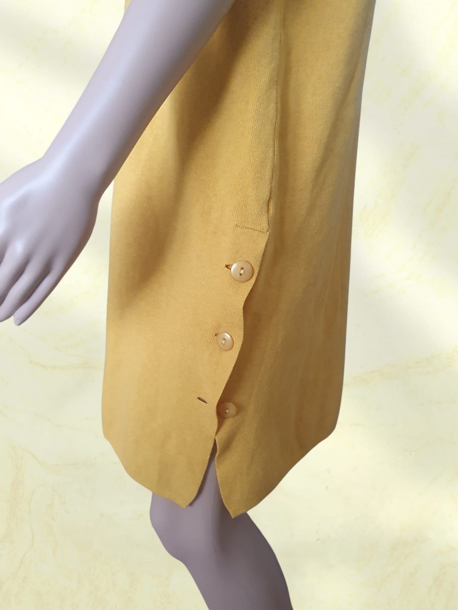 Robe Pull Jaune Moutarde à Manches Courtes - Julia Paris T38