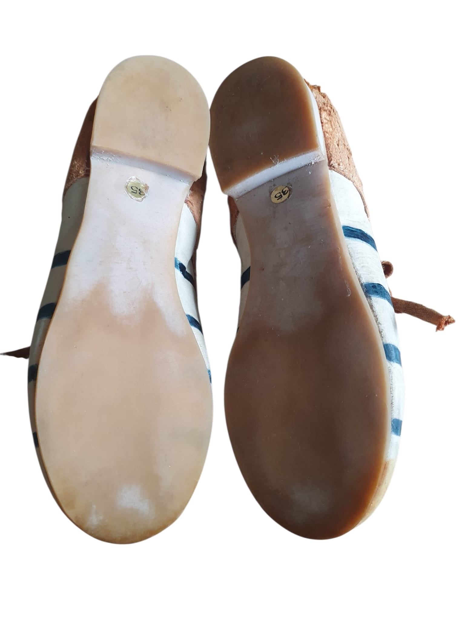 Derbies Papucei en Cuir – Style Arty & Rayures Marinières (Taille 35)