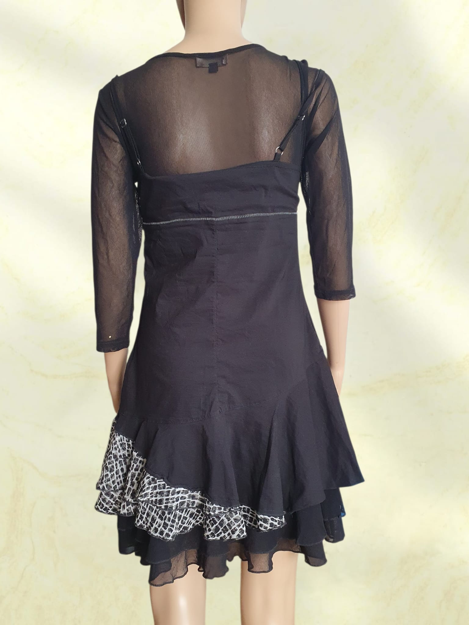 Robe Noire Bohème Rock & Mesh – Style Gothique Chic – K Woman T38