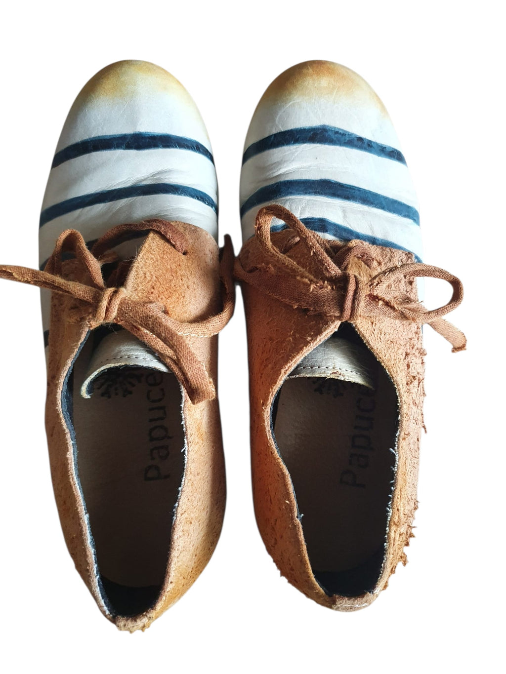 Derbies Papucei en Cuir – Style Arty & Rayures Marinières (Taille 35)