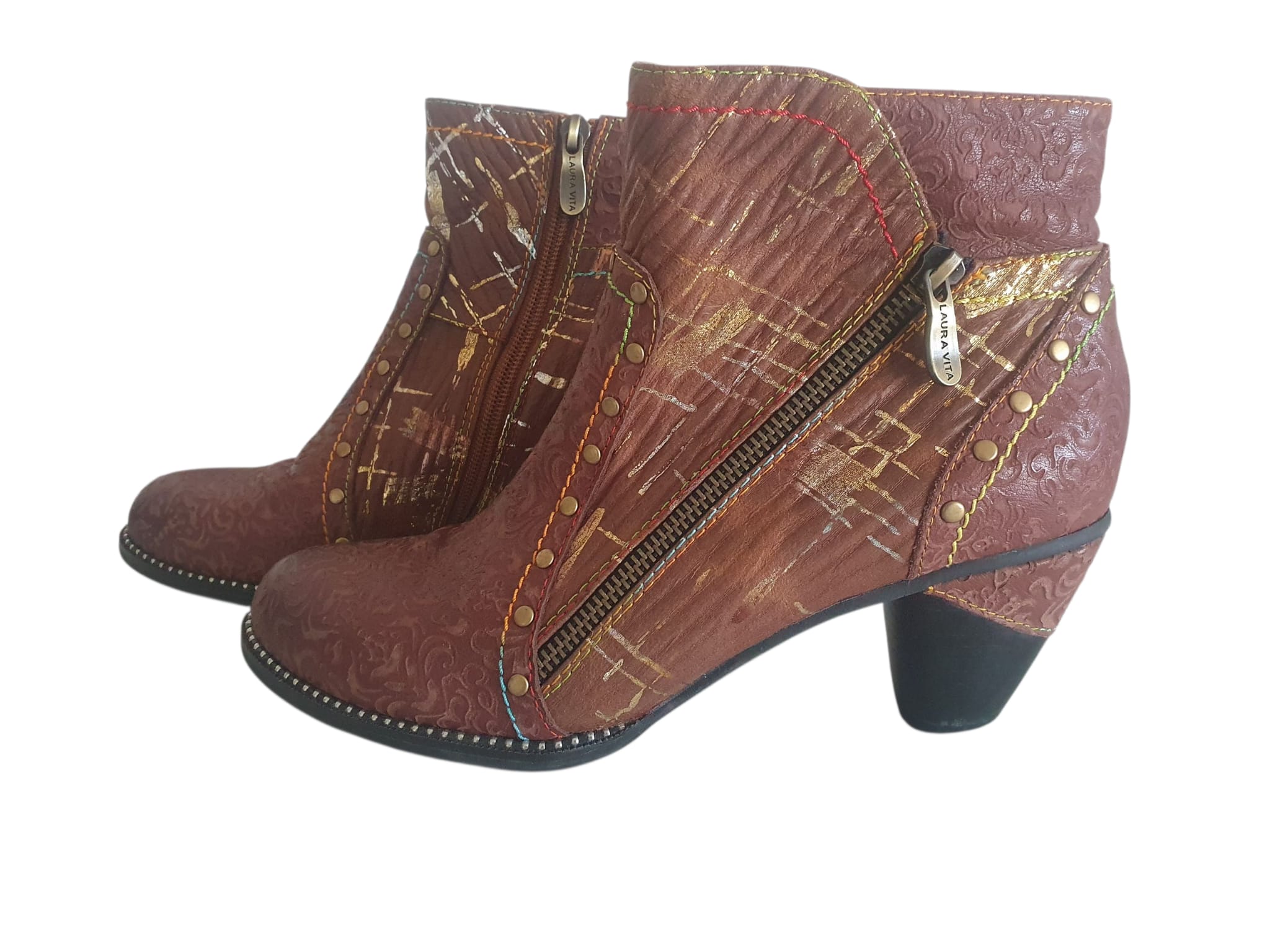 Bottines Laura Vita -Cuir Travaillé & Esprit Arty -Pointure 40