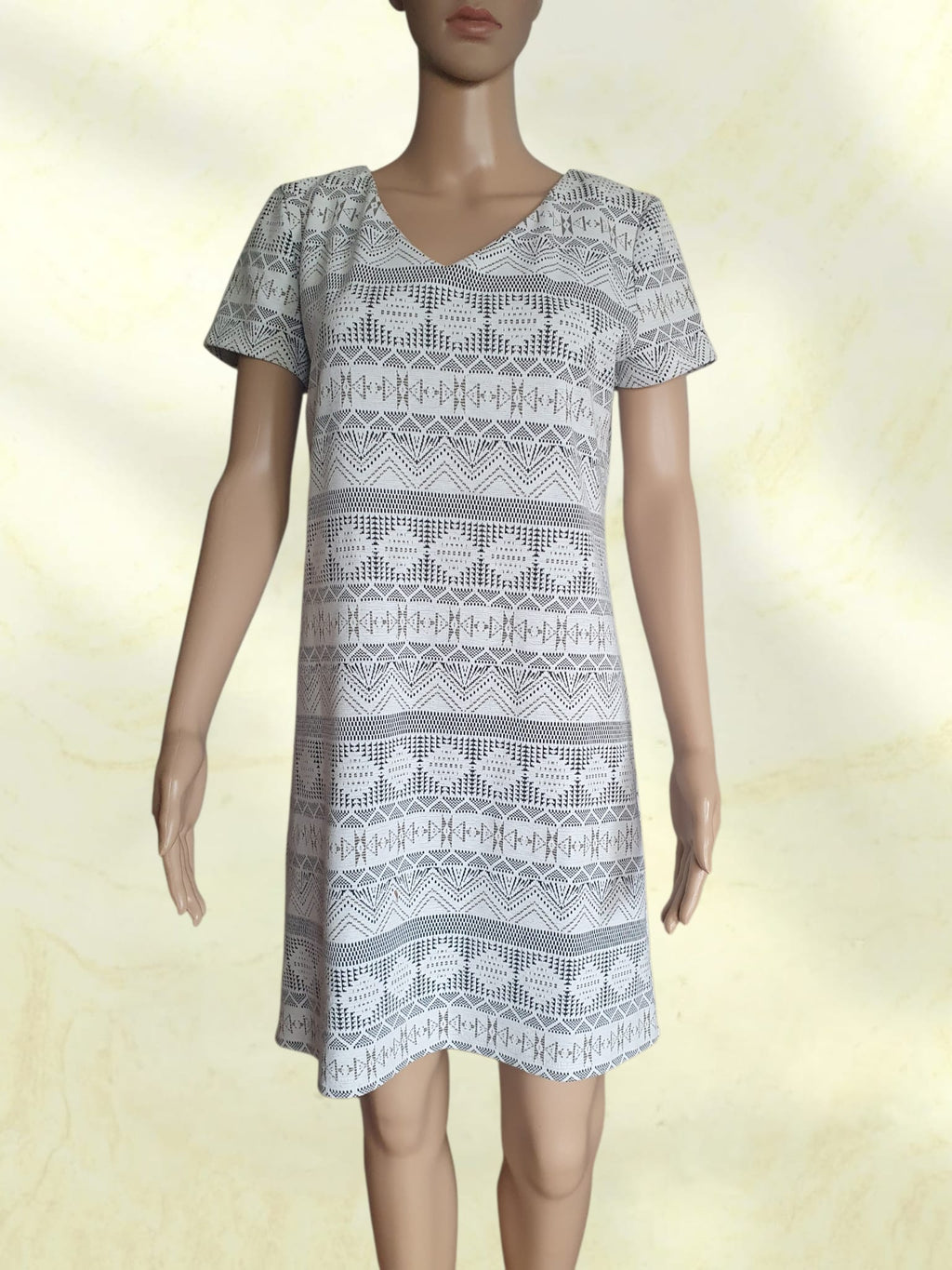 Robe Courte Imprimée Gerard Pasquier – Chic, Géométrique & Fils Métallisés T38