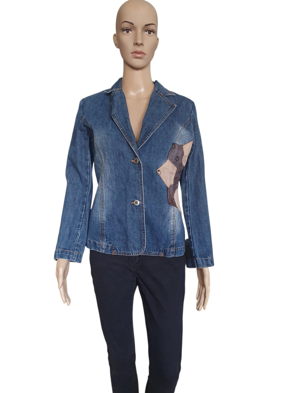 Veste en Jean Ajustée "On Parle de Vous" – Détails Patchwork & Bohème Chic T36
