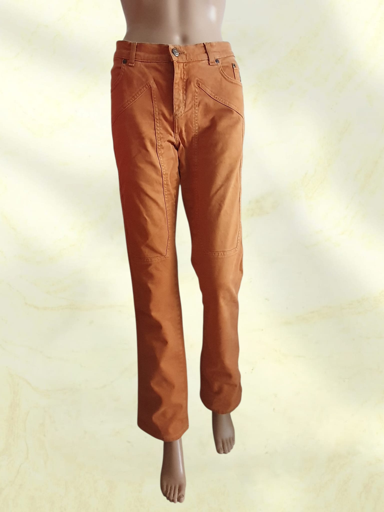 Pantalon Jeckerson Femme Slim Fit - Ocre Caramel - Made in Italy- T40