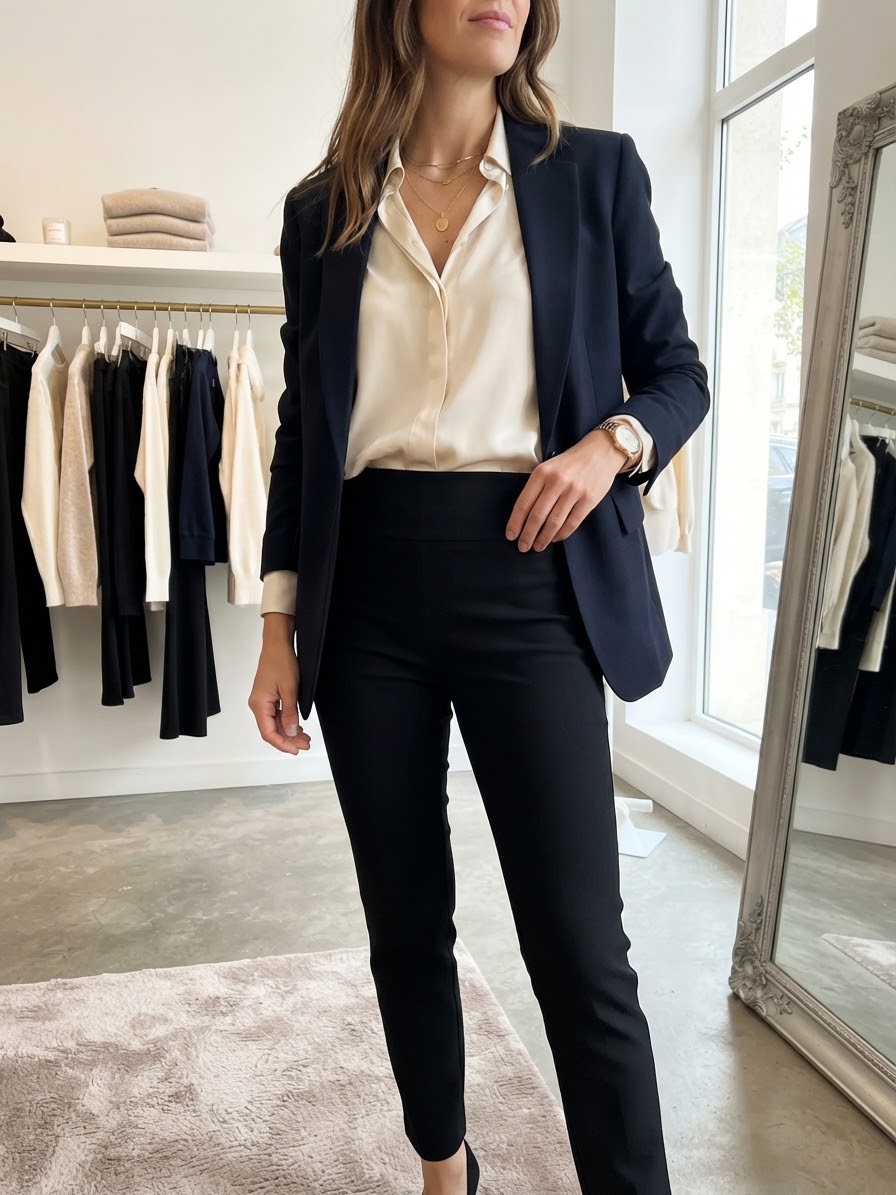Pantalon Noir ajusté Chic et Élégant PAULE KA - Taille 38