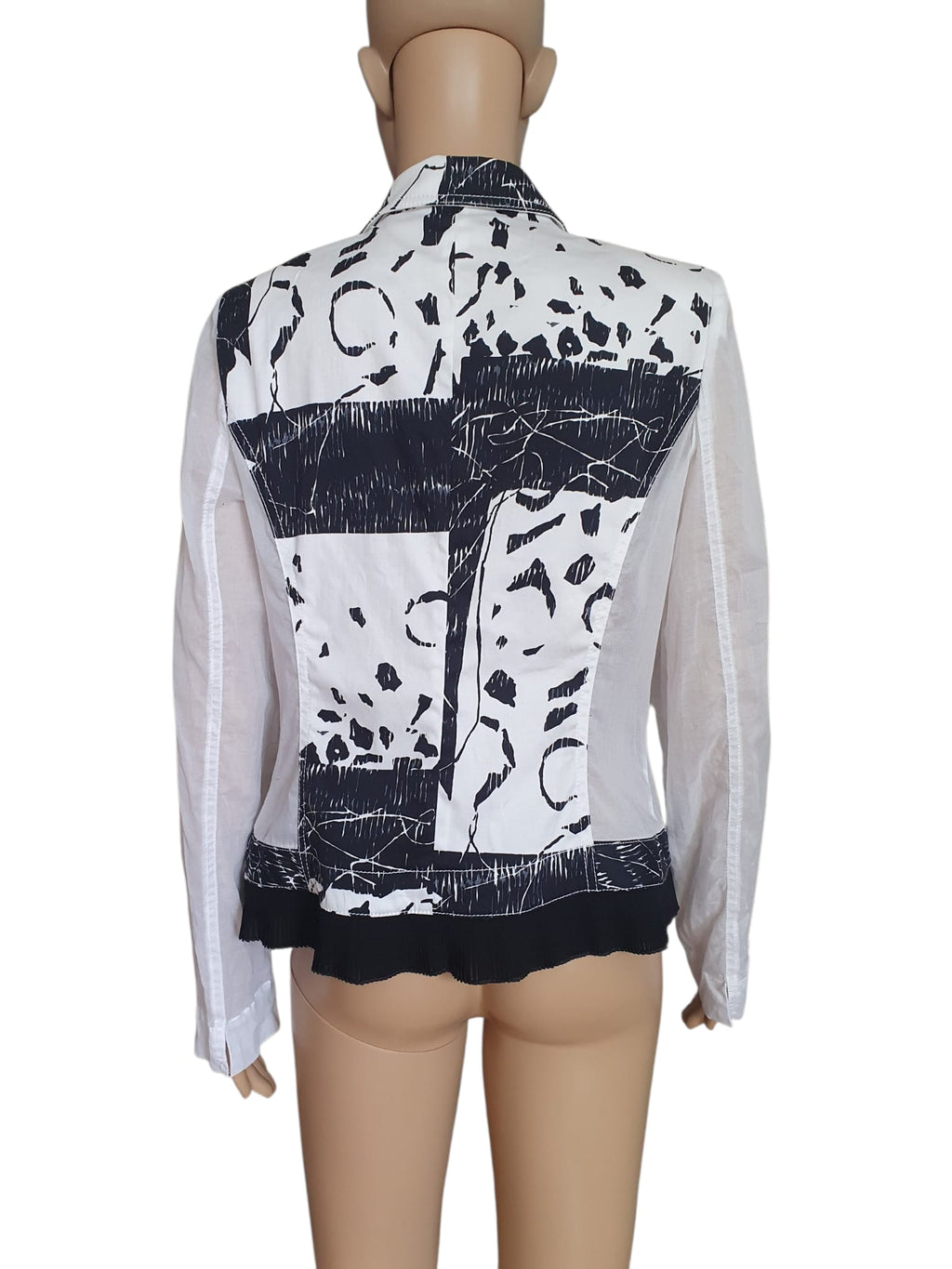 Veste Blanche et Noire Style Créateur - Broderies Florales & Dentelle T38