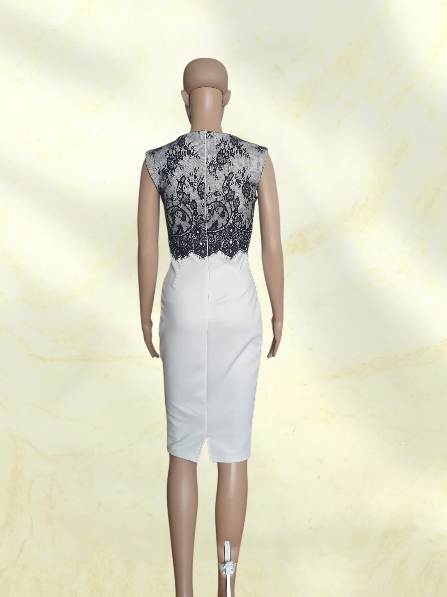 Robe Fourreau Bicolore Chic - Dentelle Noire & Jupe Crayon Blanche | AX Paris - T34