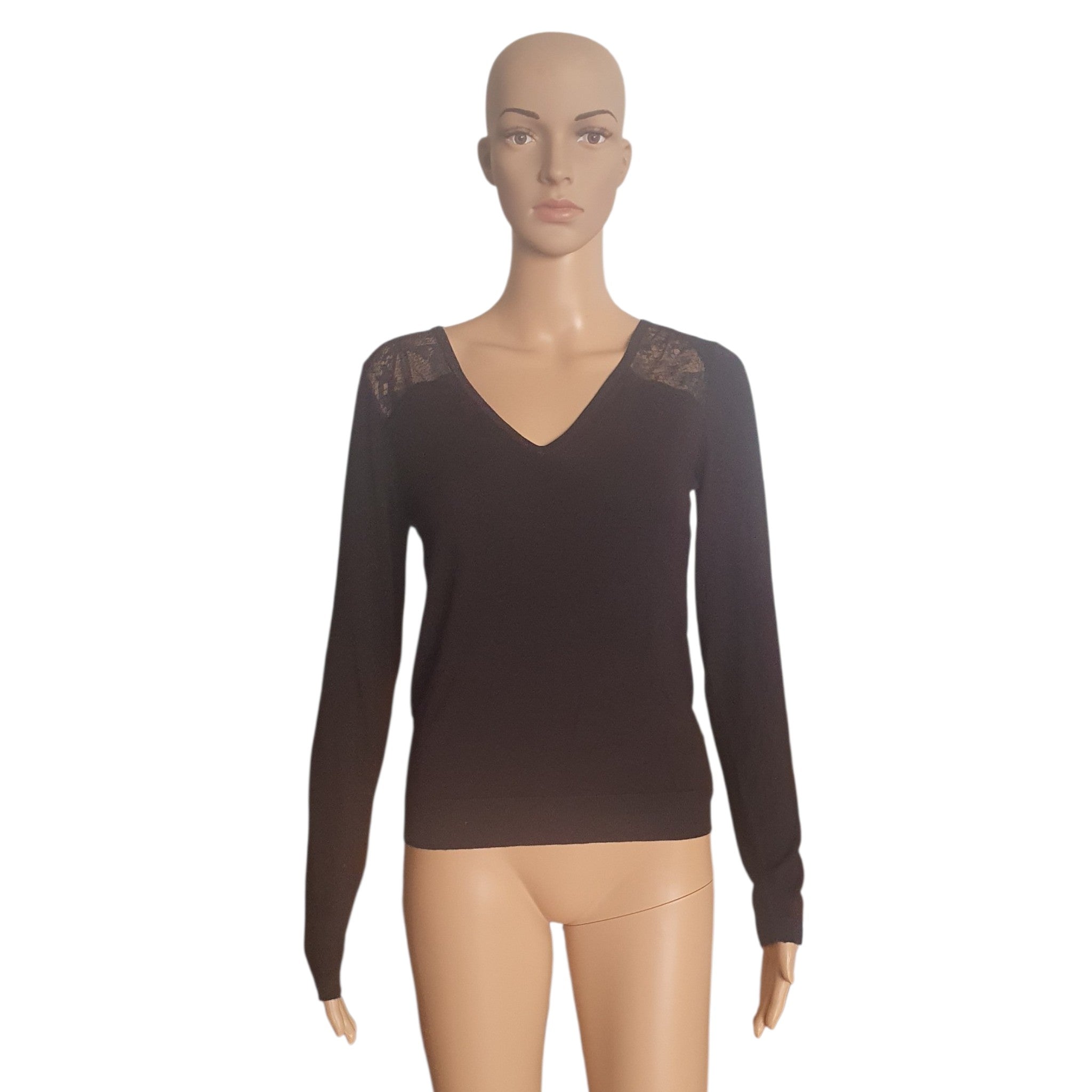 Pull Noir  Kookaï – Dos Dentelle Effet Python & Transparence Chic - T36