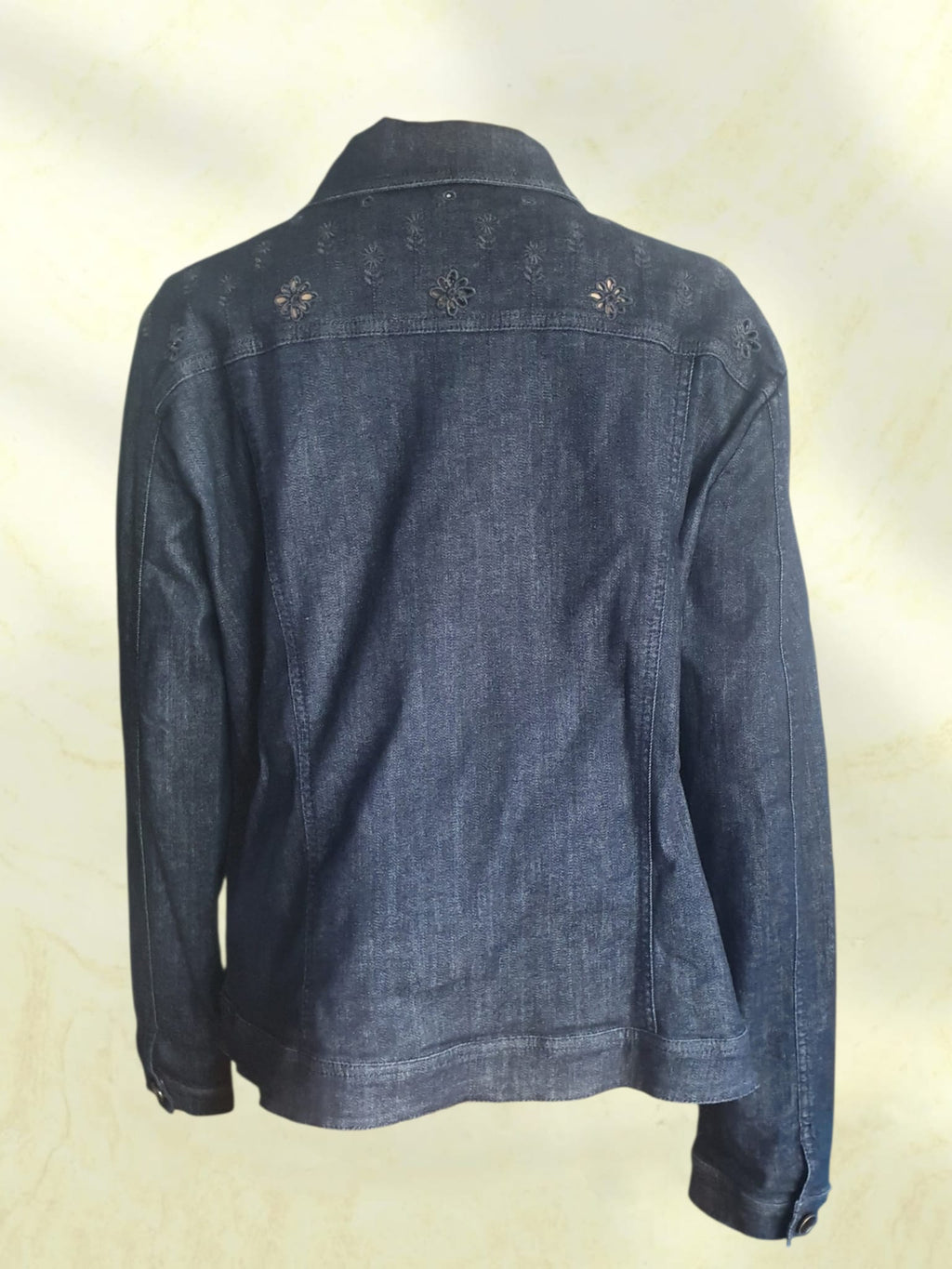 Veste en Jean Marine Broderie Anglaise - Un Jour Ailleurs Paris T46