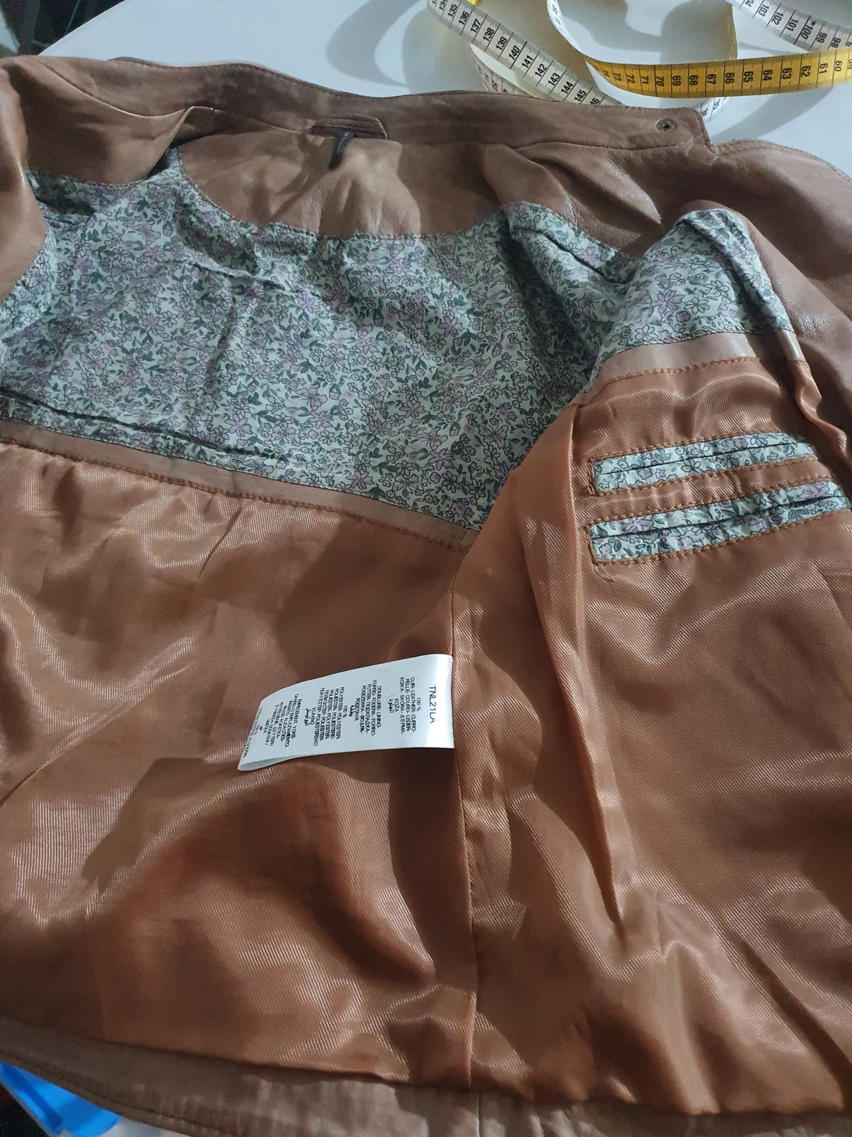Veste / Blouson Biker en Cuir Véritable Marron – Naf Naf (Taille 36 / S)