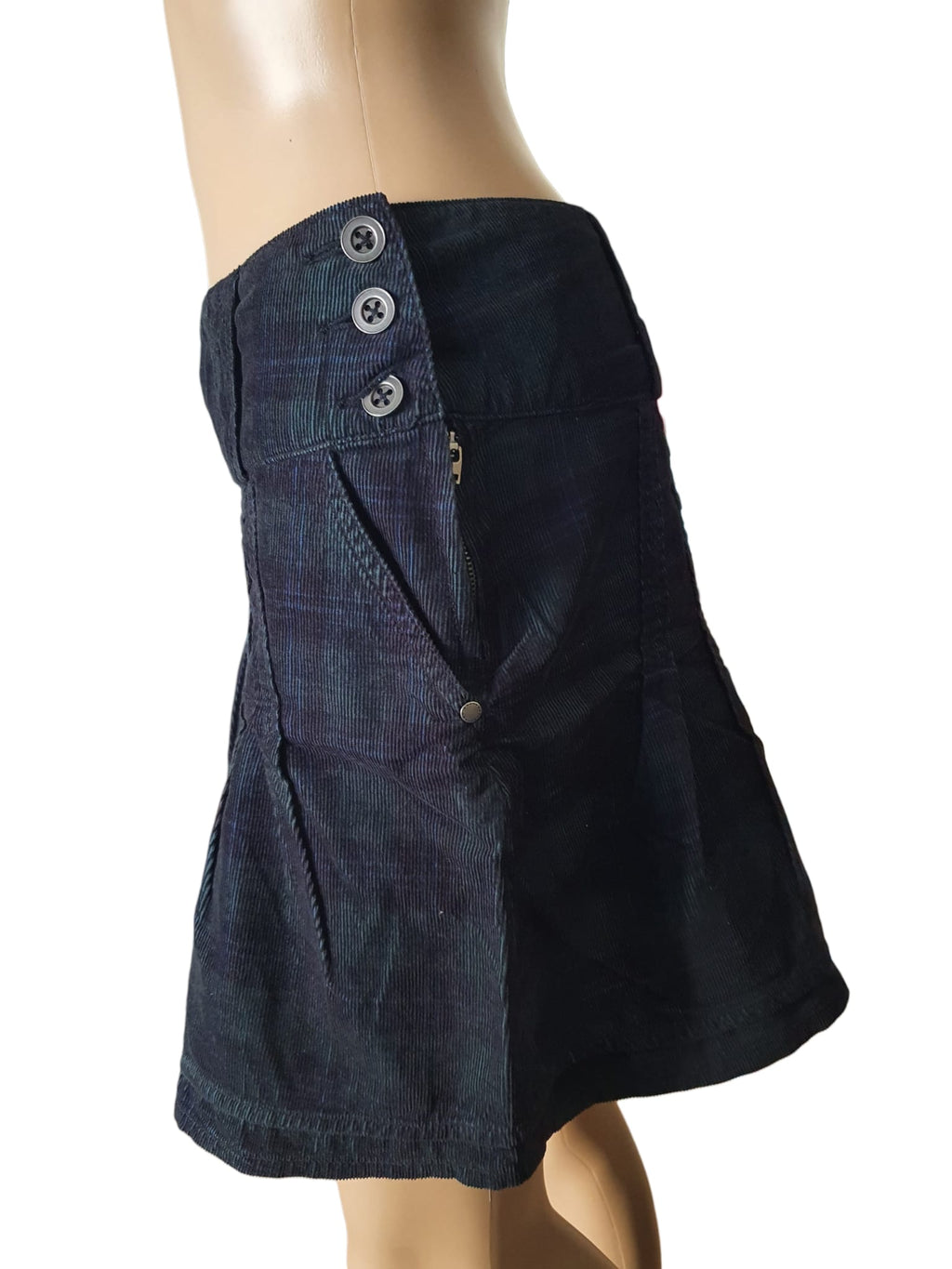 Jupe Courte en Velours Côtelé Écossais- Style Preppy & Vintage- Camaïeu- T36