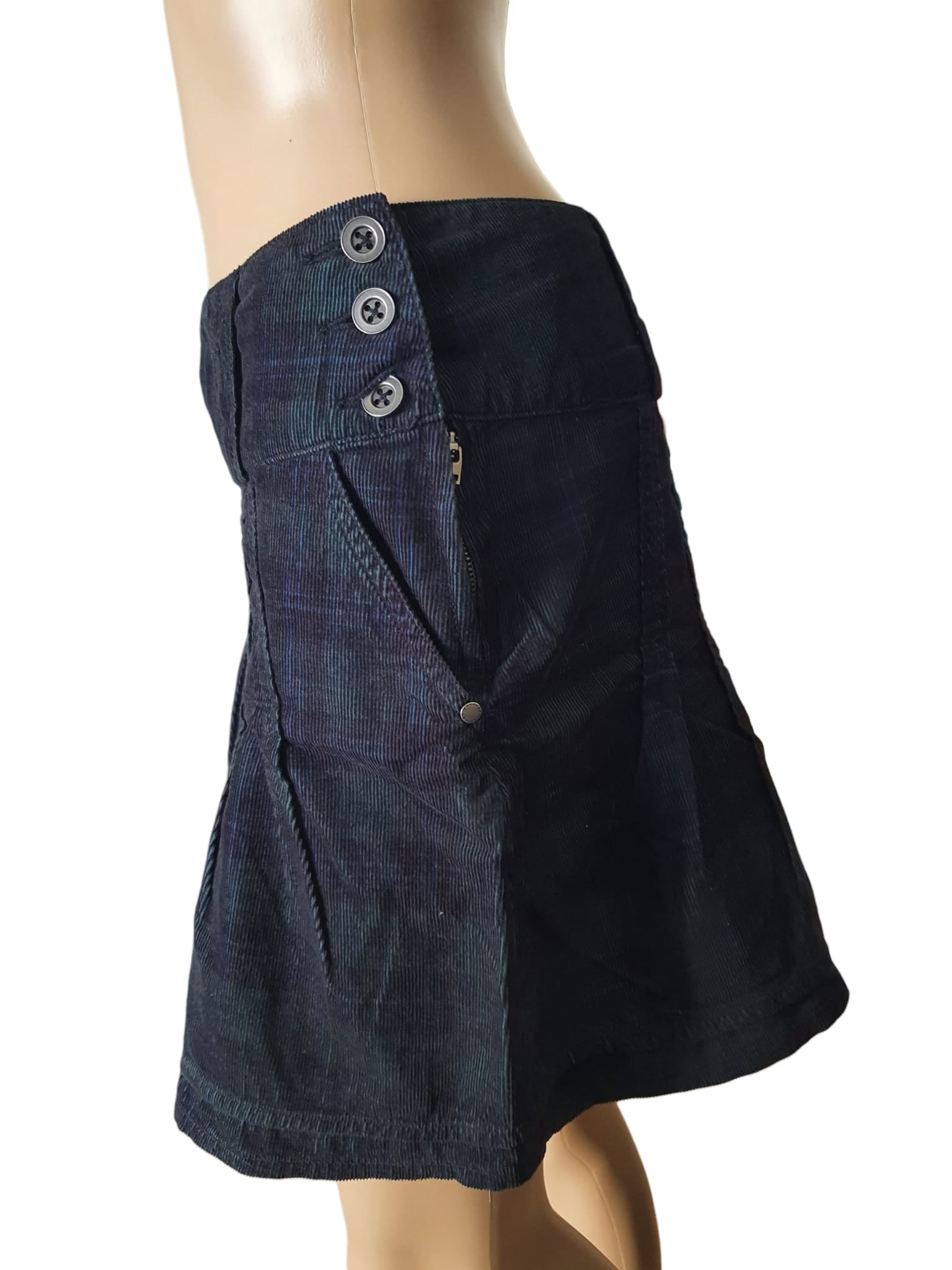 Jupe Courte en Velours Côtelé Écossais- Style Preppy & Vintage- Camaïeu- T36