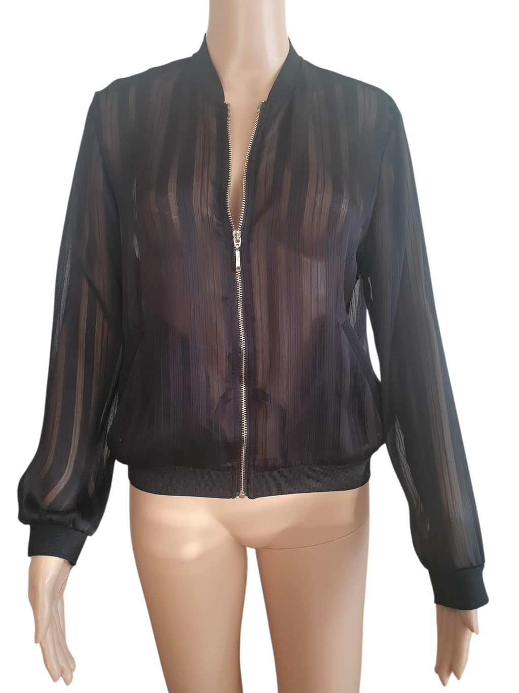 🖤 Veste Bomber Transparente Noire- Look Chic & Sexy- Taille 38 (M)