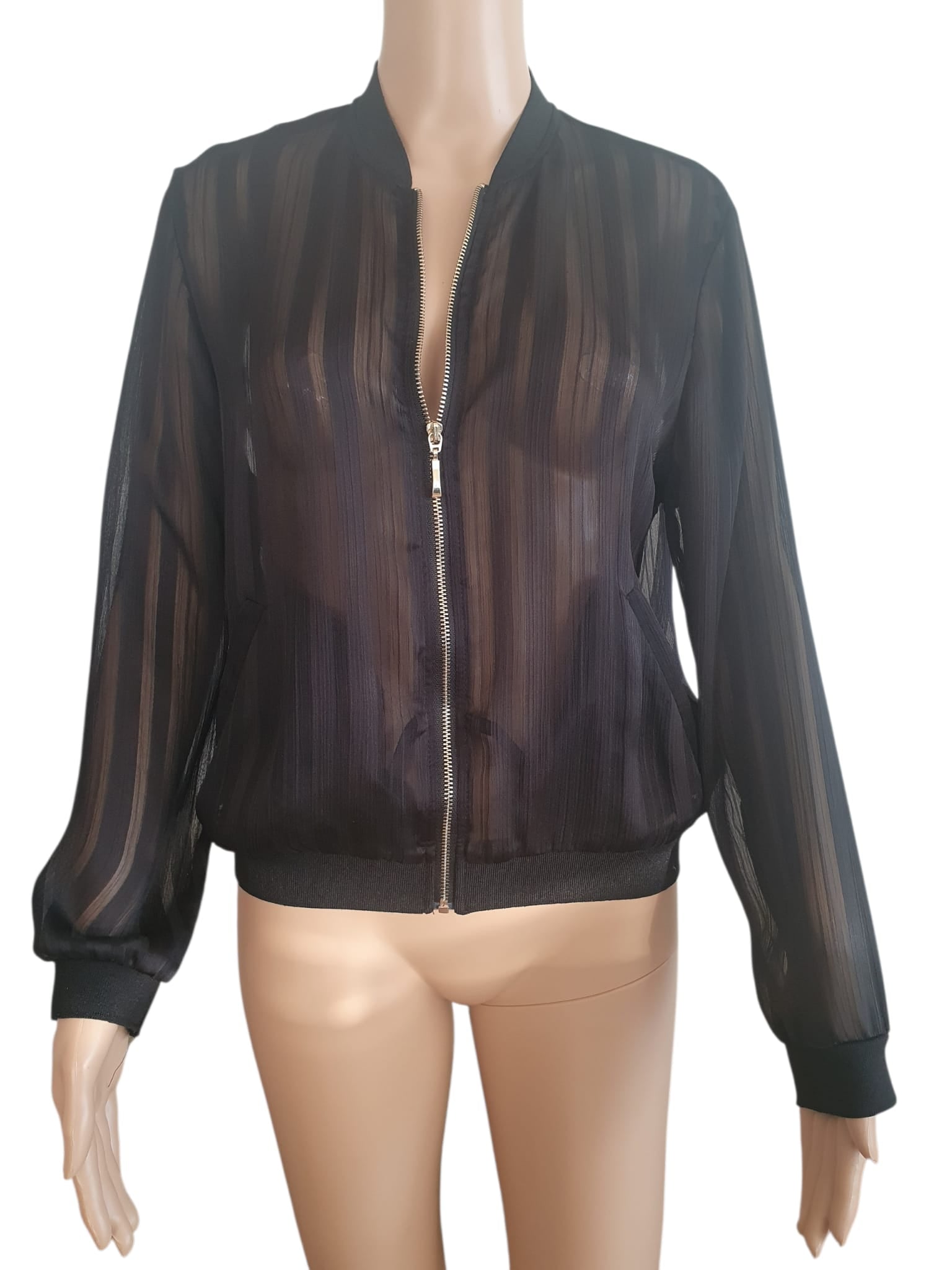 🖤 Veste Bomber Transparente Noire- Look Chic & Sexy- Taille 38 (M)