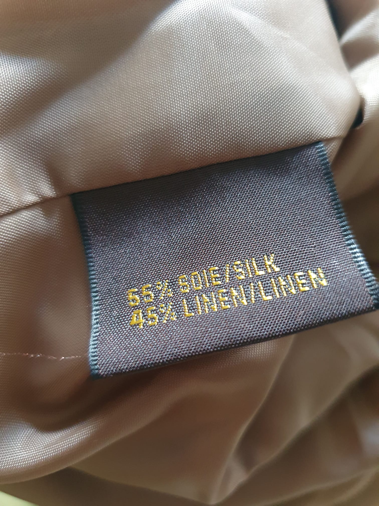 Veste Courte Croisée Apostrophe –  Soie &  Lin – Marron Camel / Chocolat T46