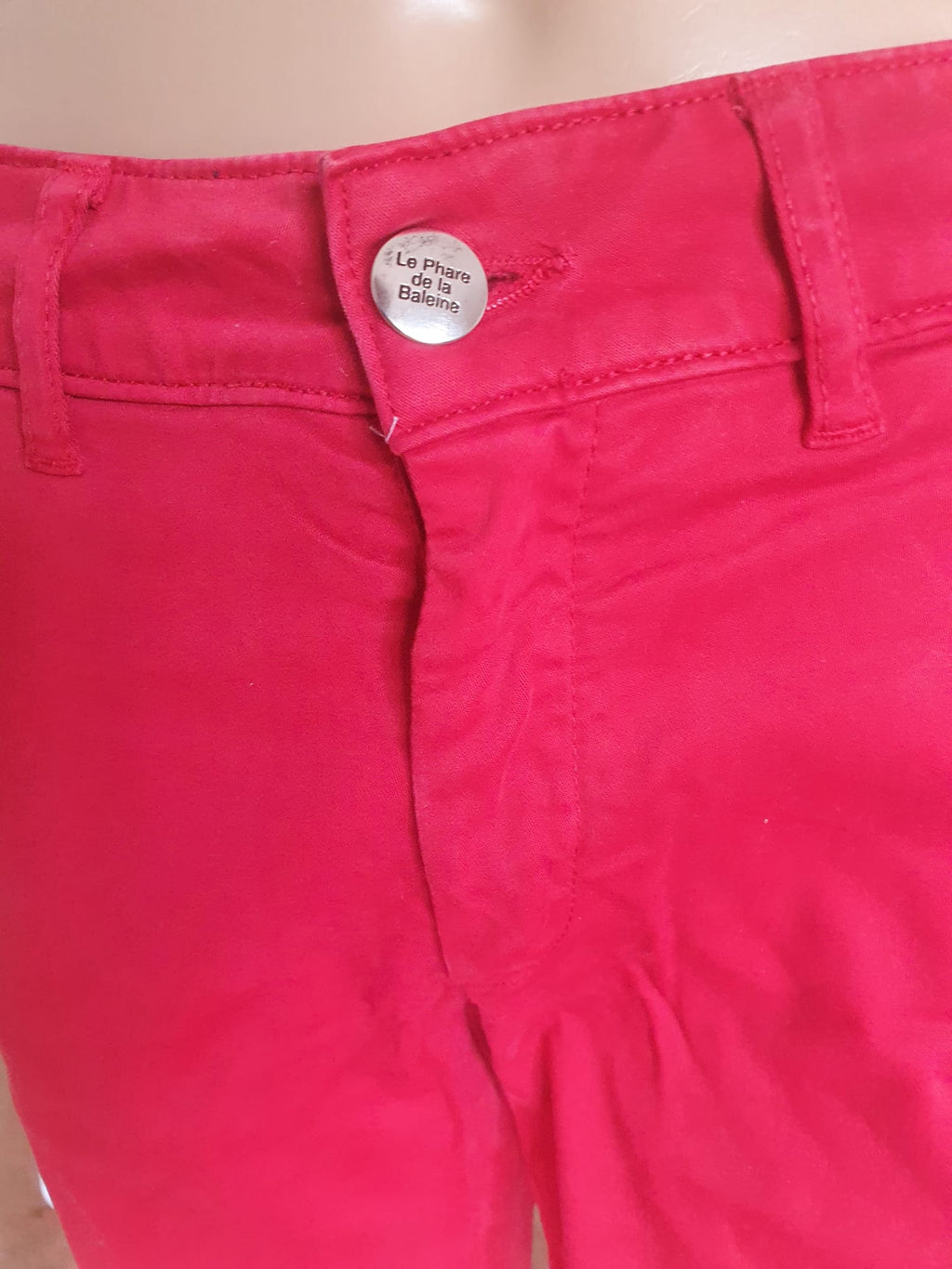 Pantalon Chino / Jeans Femme Rouge Vif - Le Phare de la Baleine (Taille 36)