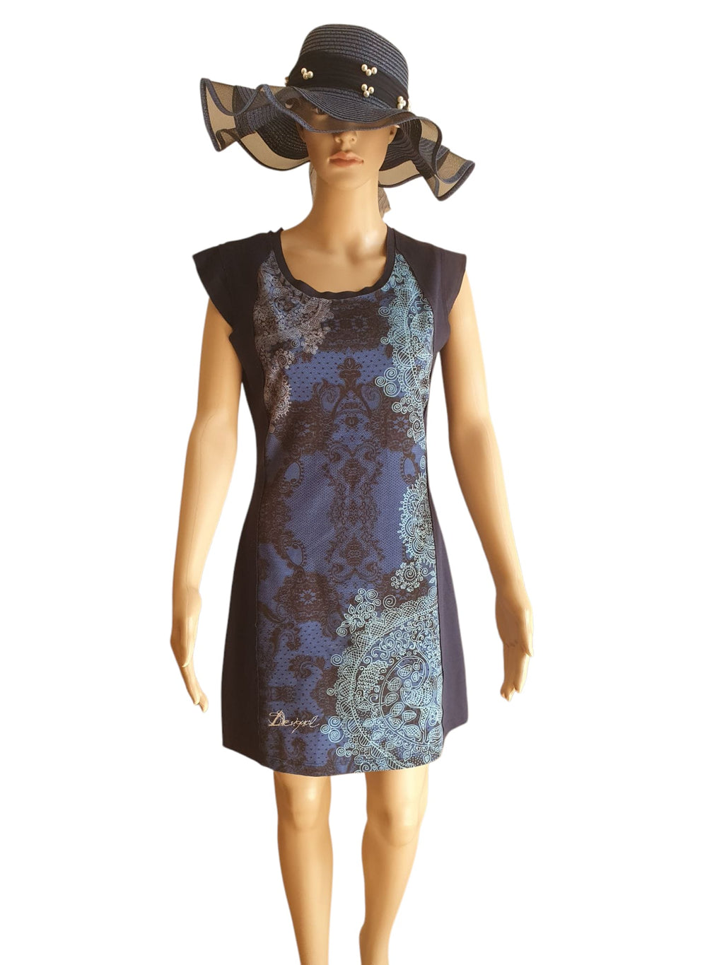 Robe Courte Desigual Bleue & Noire – Motifs Arabesques – Taille M
