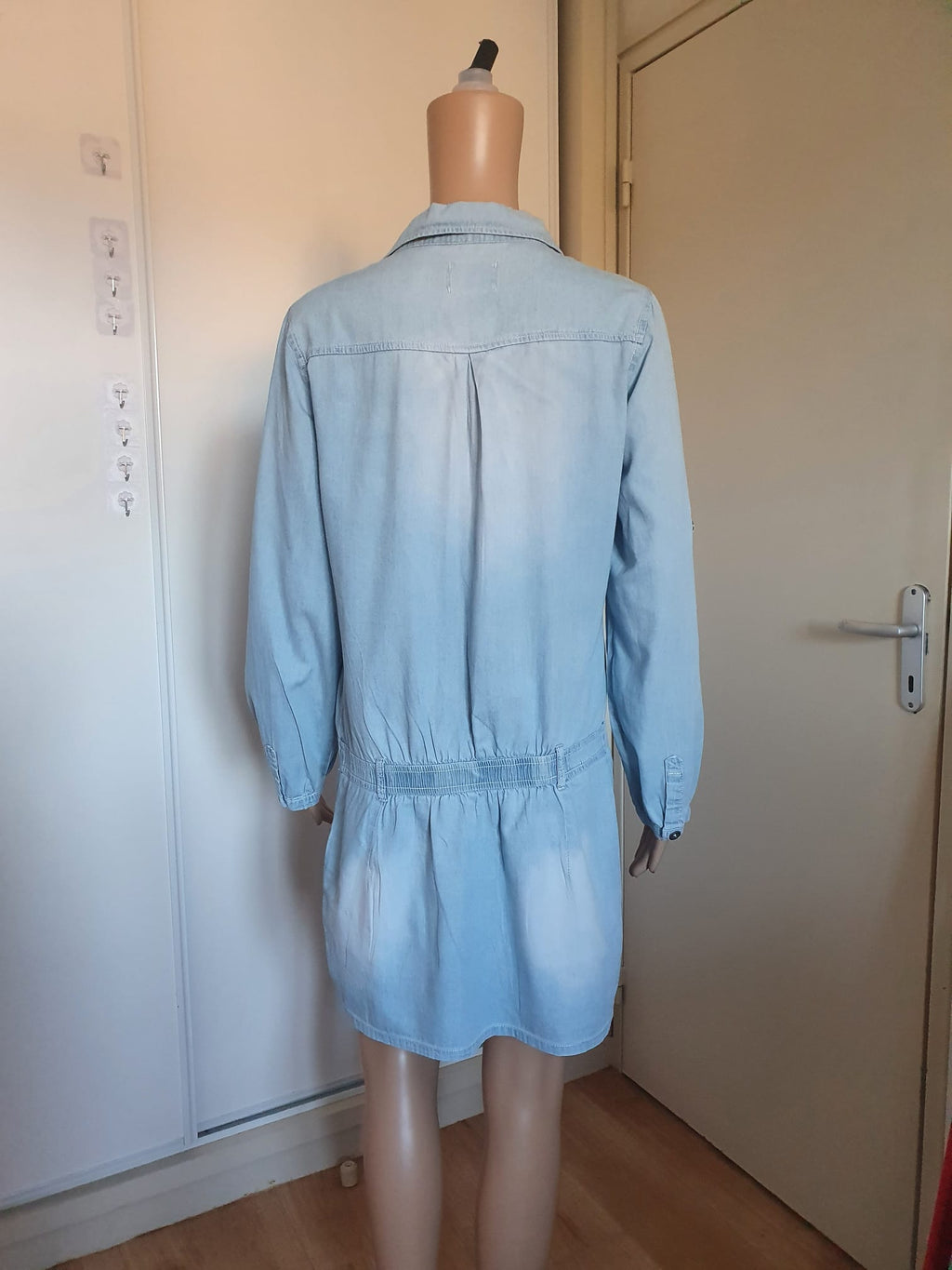 Robe Chemise en Jean Léger Bleu Clair - Style Safari & Casual - Cache Cache T40