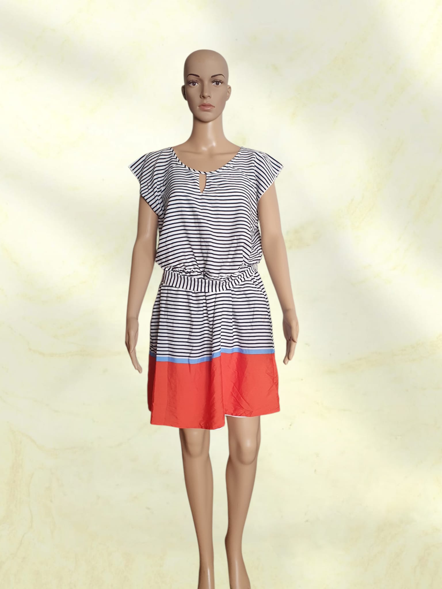 Robe d'Été Rayée Marine et Corail - Style Marinière - Cache Cache - Taille 42