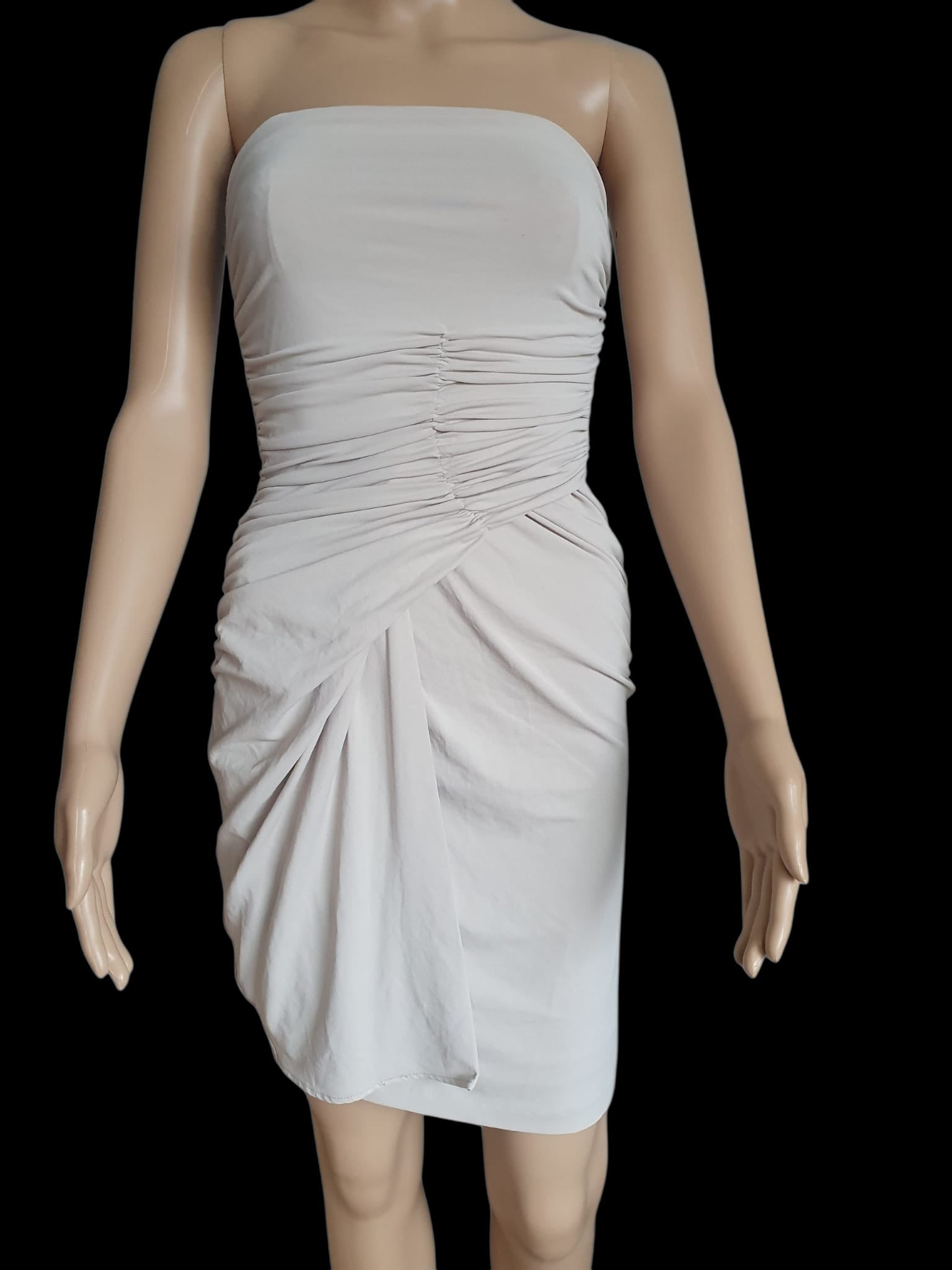 Robe Bustier Drapée Mango Suit – Beige Nude – Taille S (36)