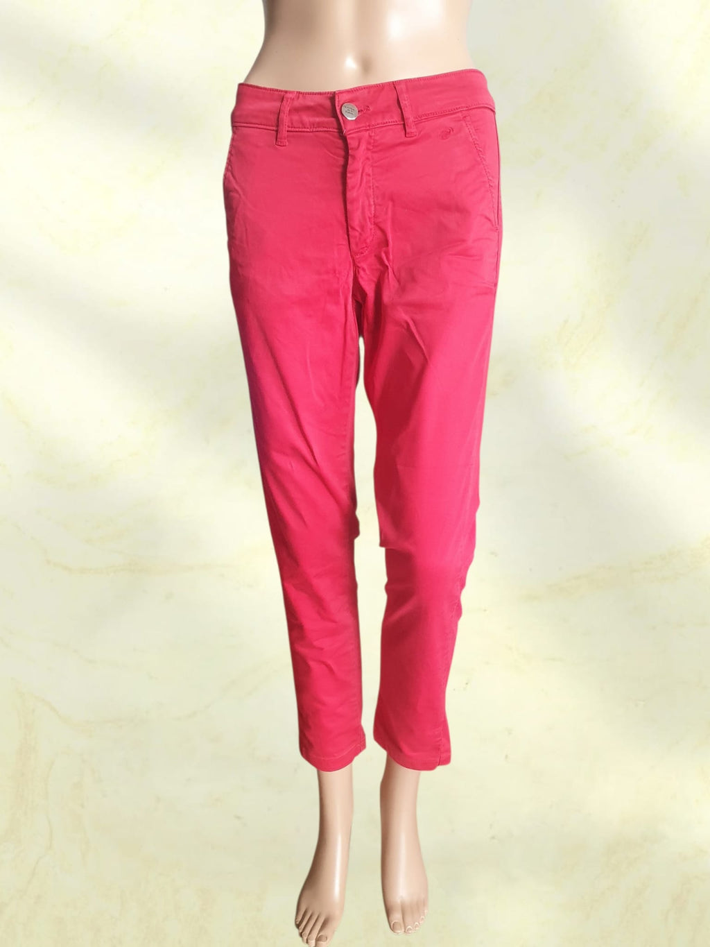 Pantalon Chino / Jeans Femme Rouge Vif - Le Phare de la Baleine (Taille 36)