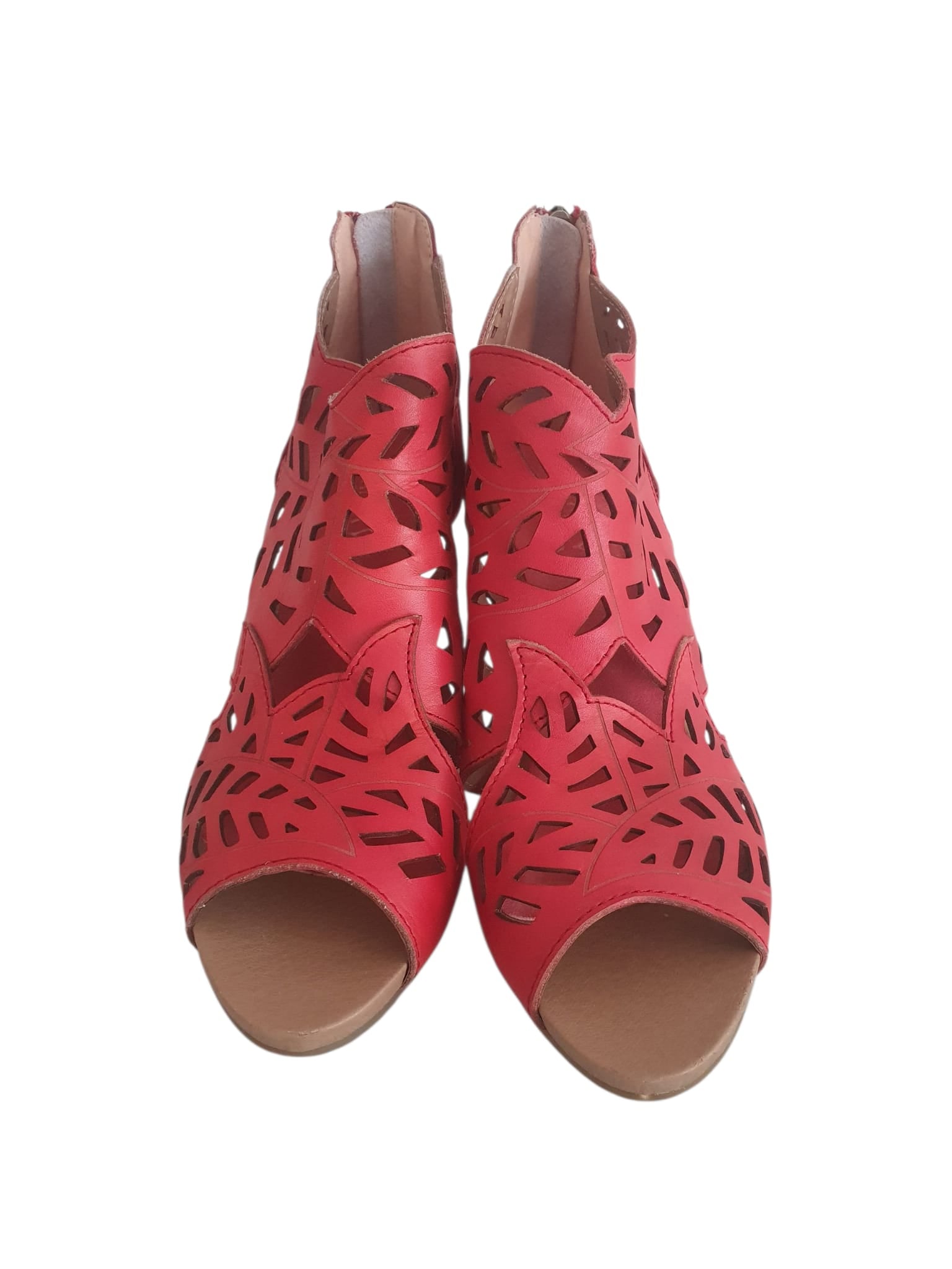 Sandales Laura Vita en Cuir Rouge- Élégance & Confort- Pointure 40