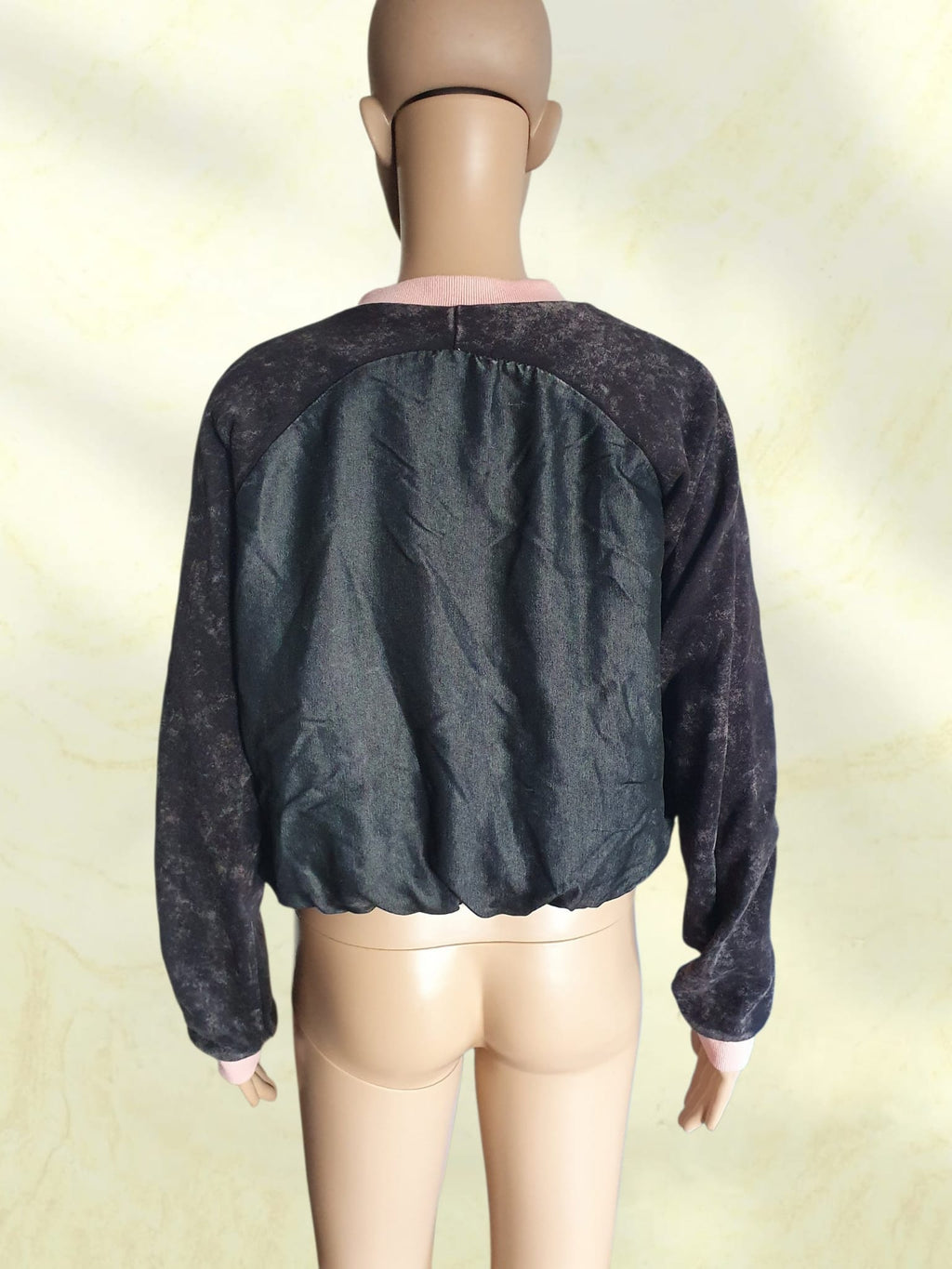 Veste Bomber Zippé Noir & Rose "Alcott" Taille 40