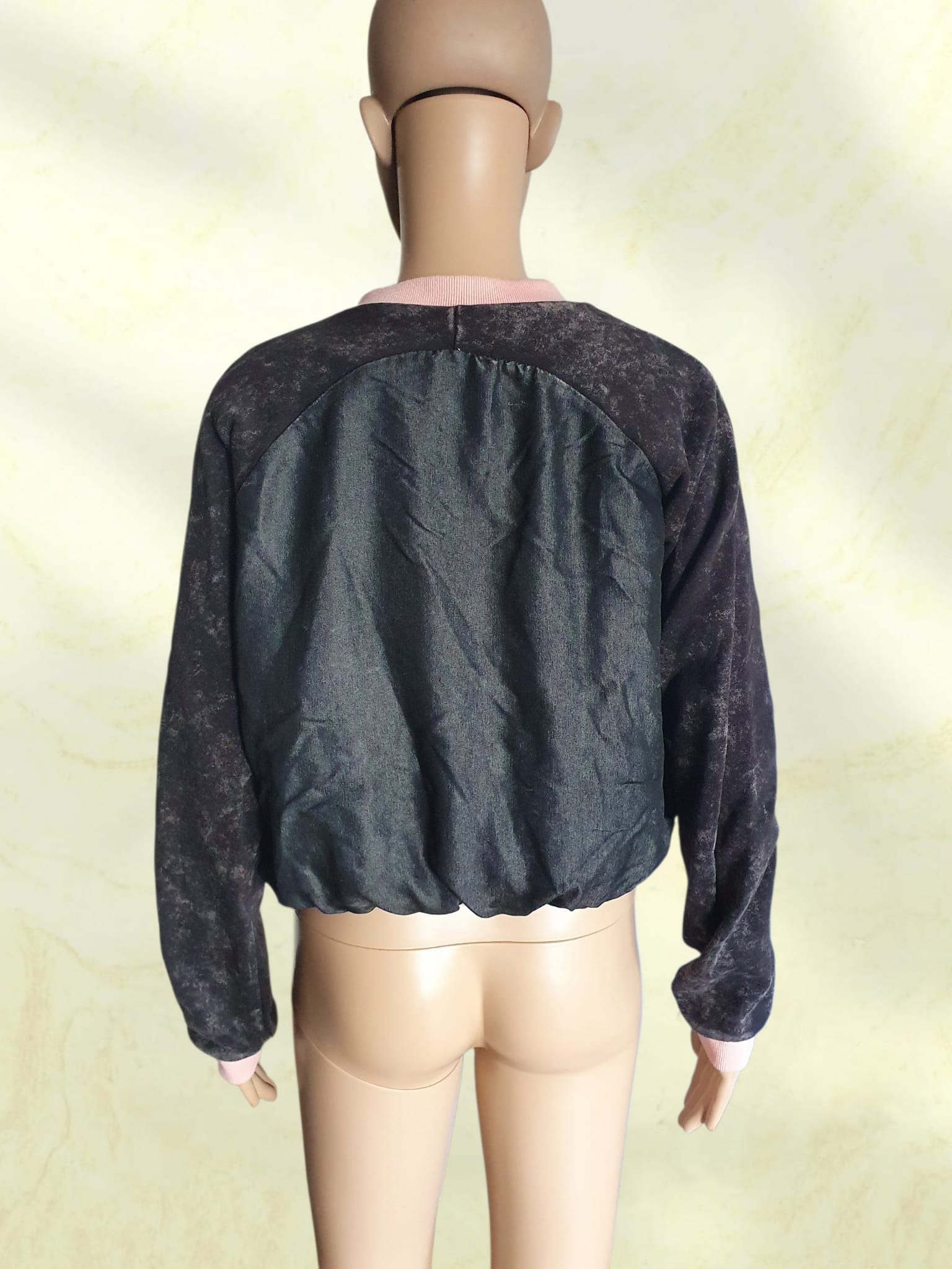 Veste Bomber Zippé Noir & Rose "Alcott" Taille 40