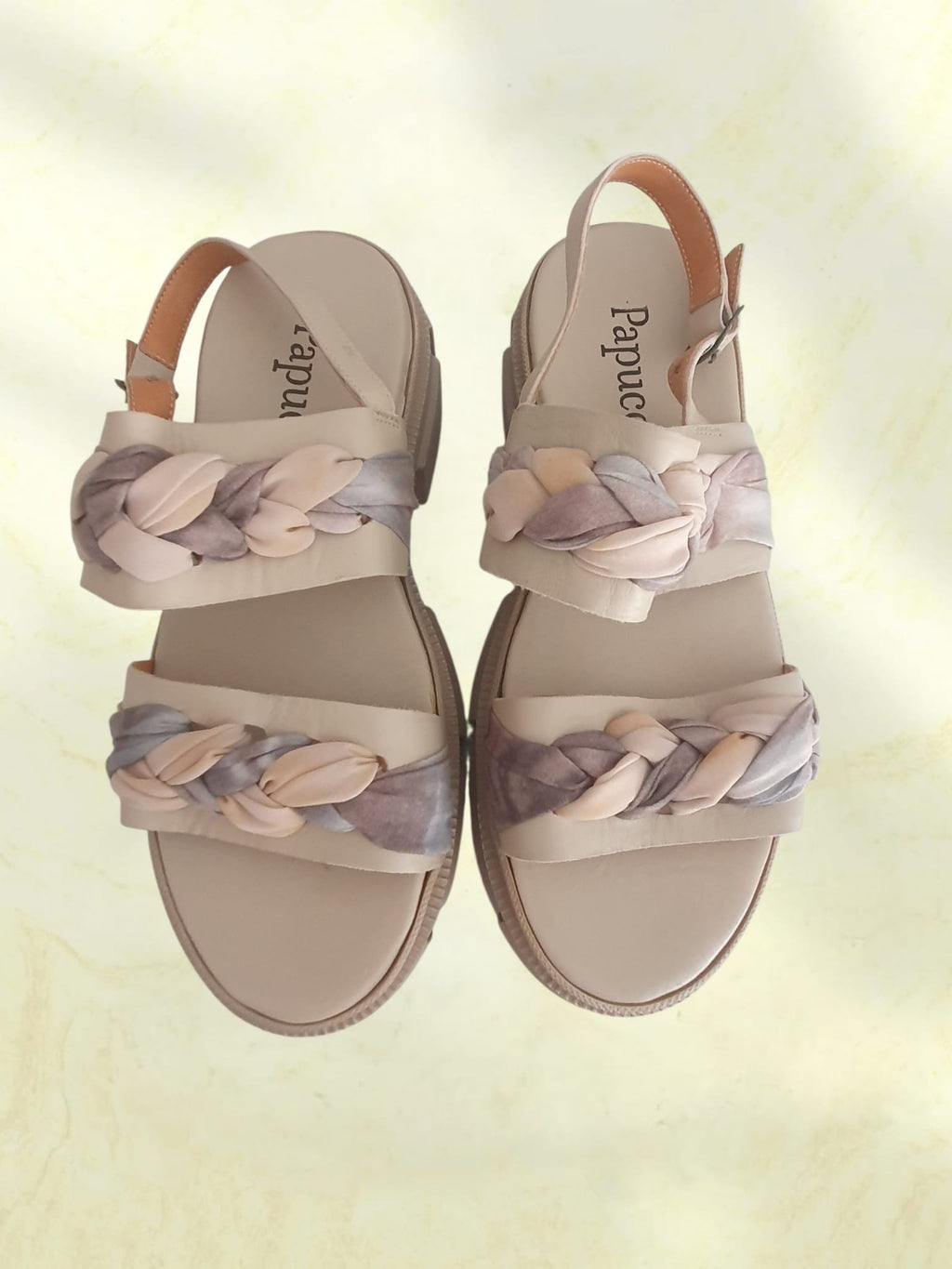 Sandales Plateformes Papucei en Cuir Tressé – Effet Tie-Dye (Taille 40/41)