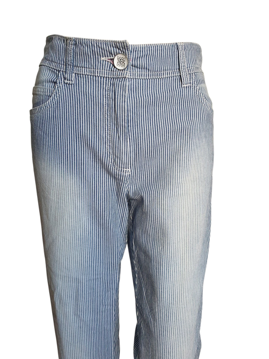 Pantalon 7/8ème Rayé Bleu et Blanc - Un Jour Ailleurs (Taille 40)
