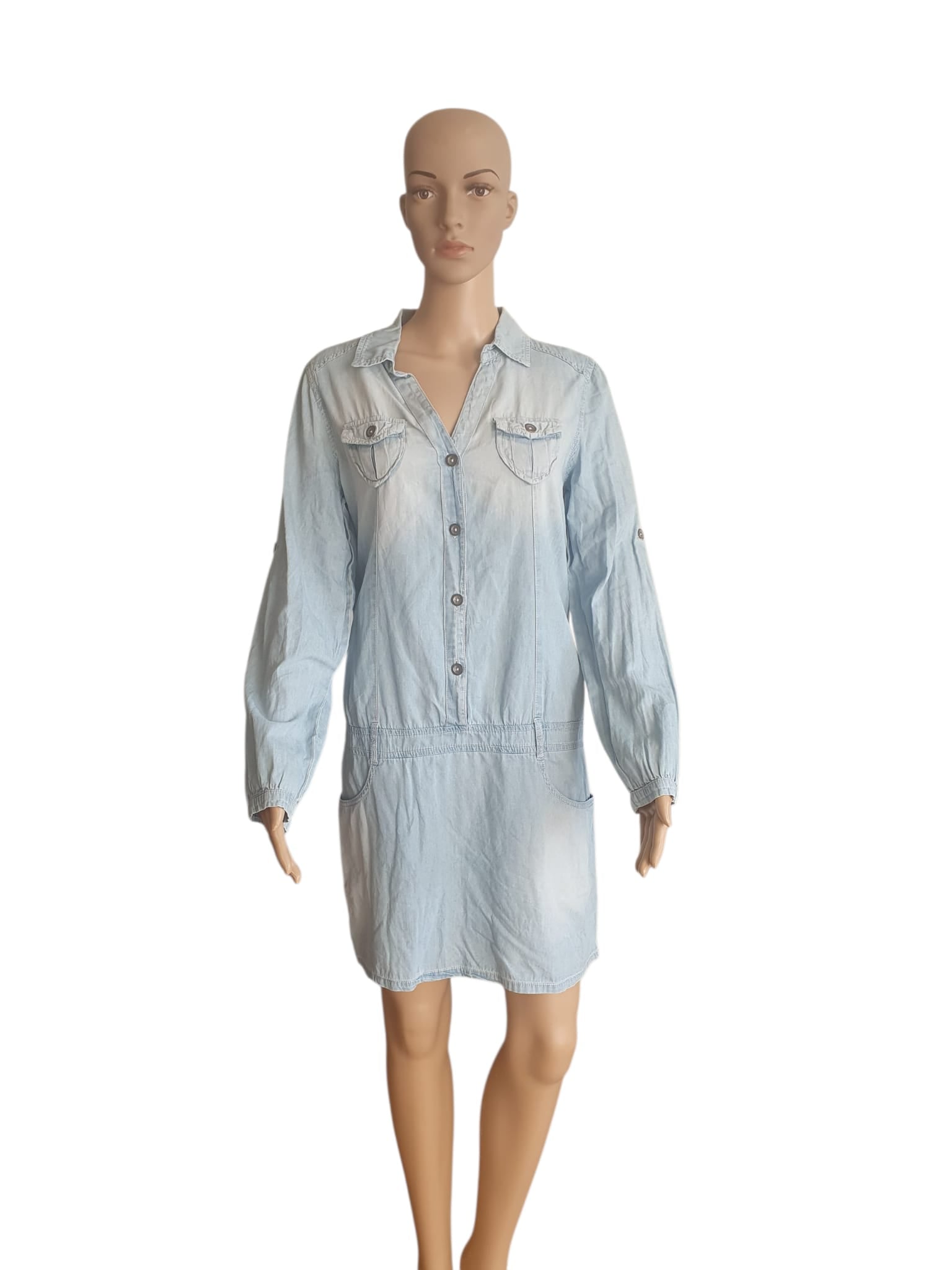 Robe Chemise en Jean Léger Bleu Clair - Style Safari & Casual - Cache Cache T40