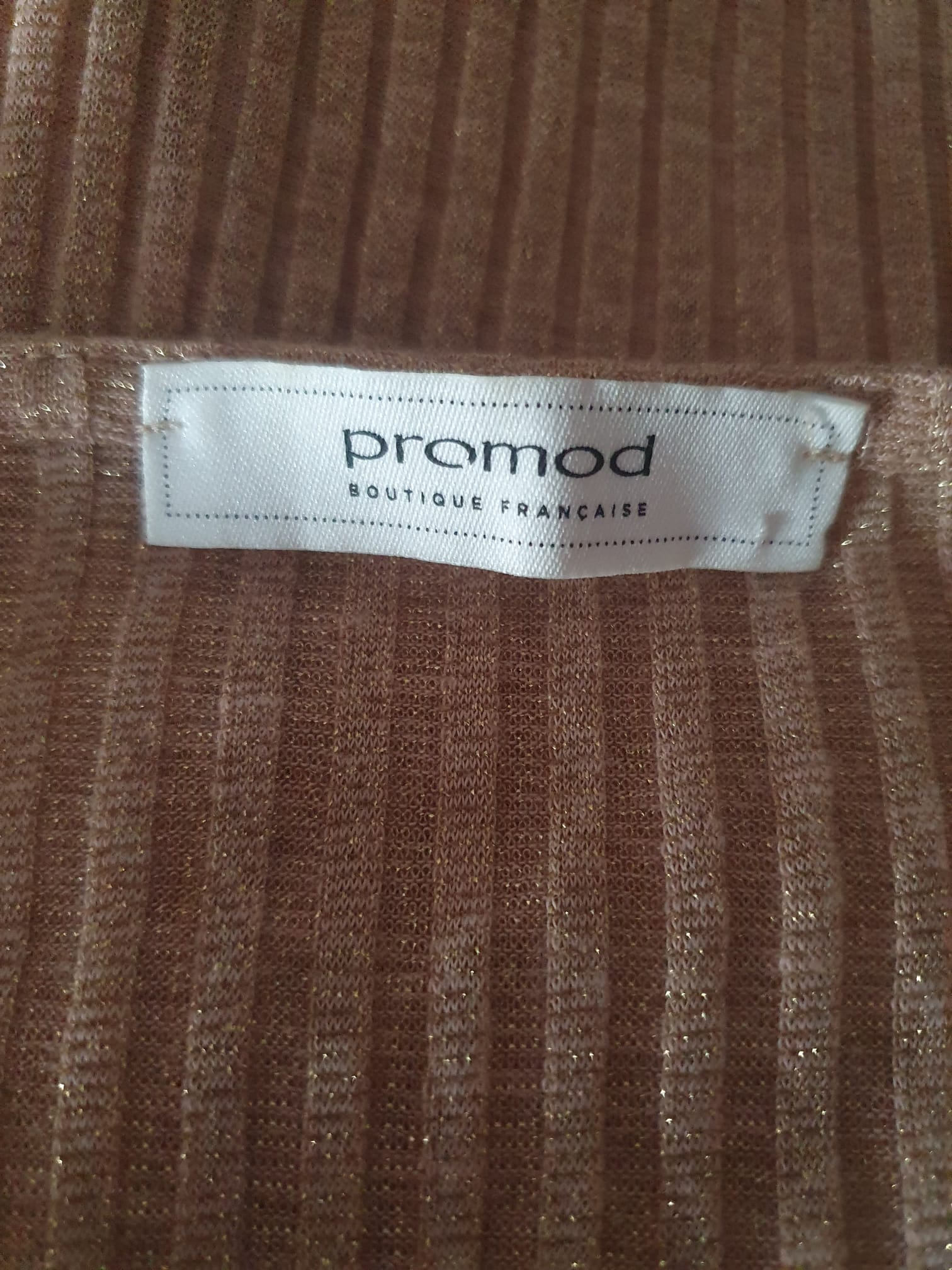 Top Effet Cache-Cœur Lurex Rose Poudré / Beige Irisé - Promod (Taille S / 36)