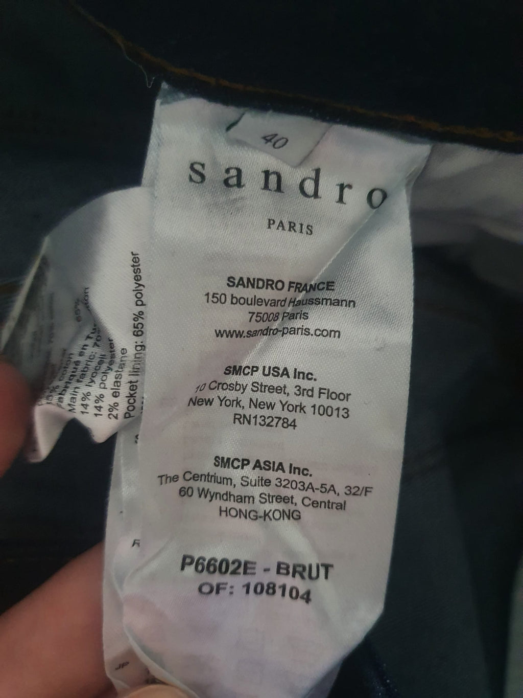 Jeans Slim Sandro Paris Brut T36 / 38